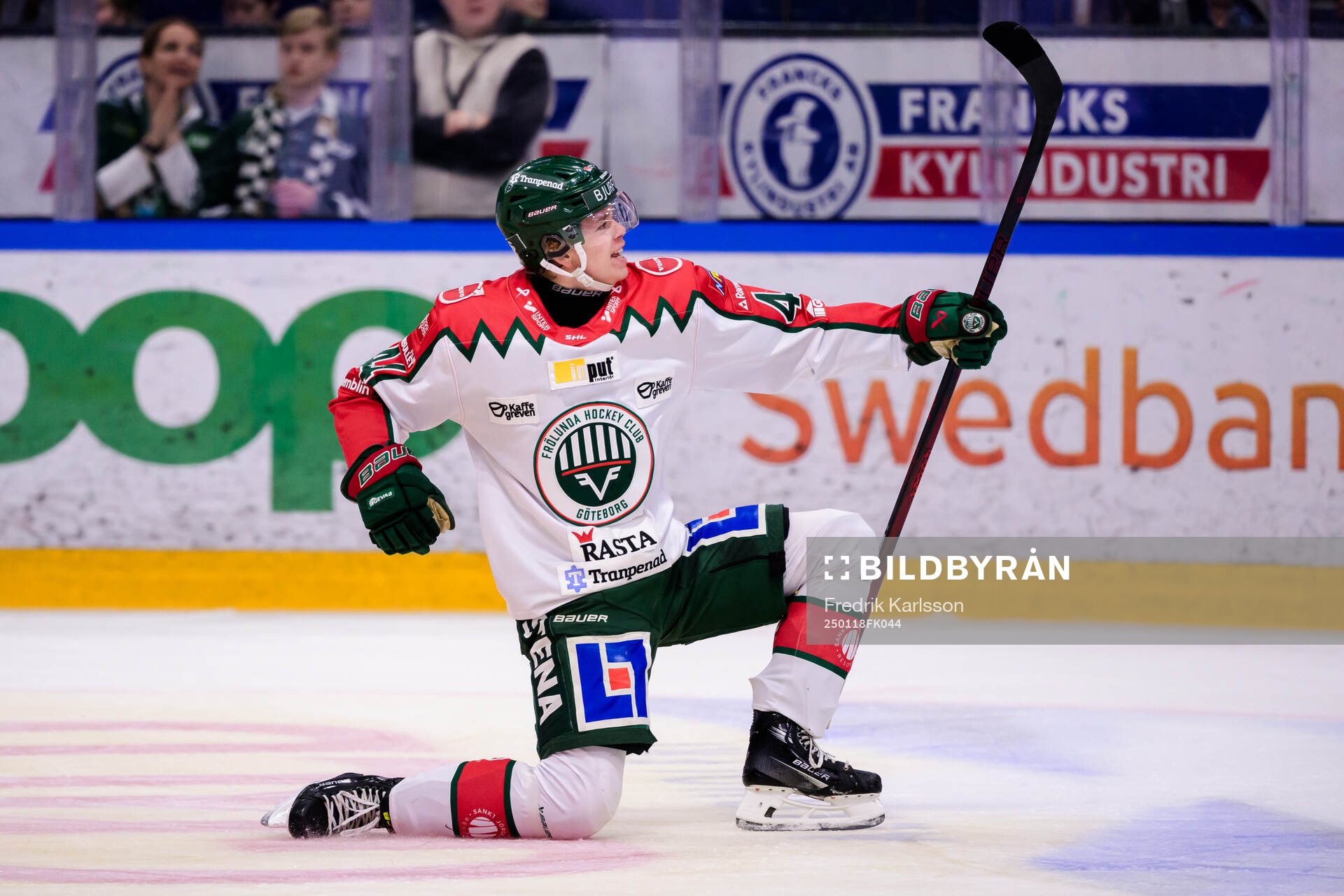Frölundas Noah Dower Nilsson jublar