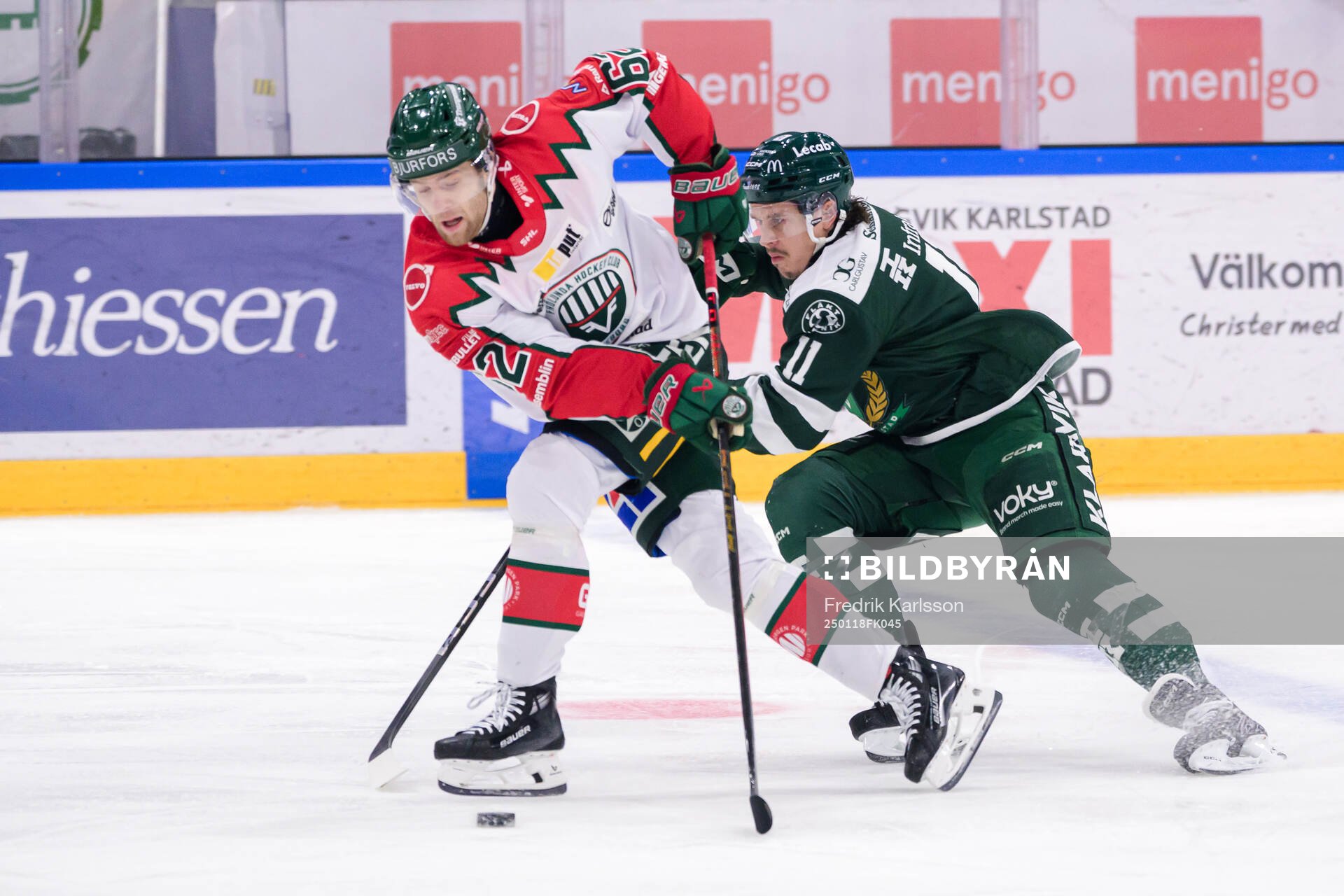 Frölundas Wiktor Nilsson och Färjestads Joakim Nygård