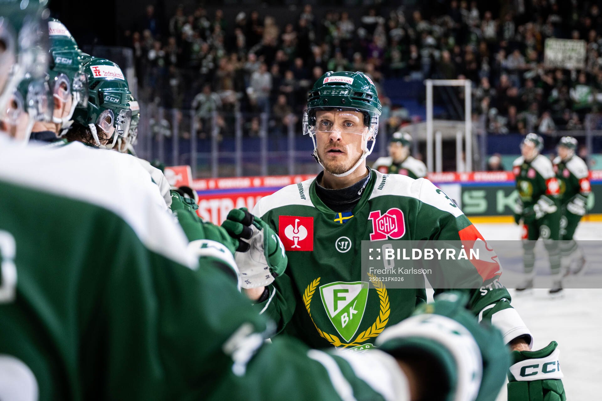 Magnus Nygren of Färjestad celebrates