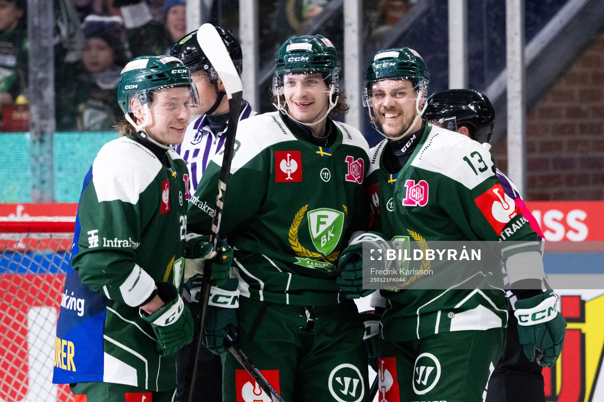 Oscar Steen, Marian Studenic and Joel Kellman of Färjestad