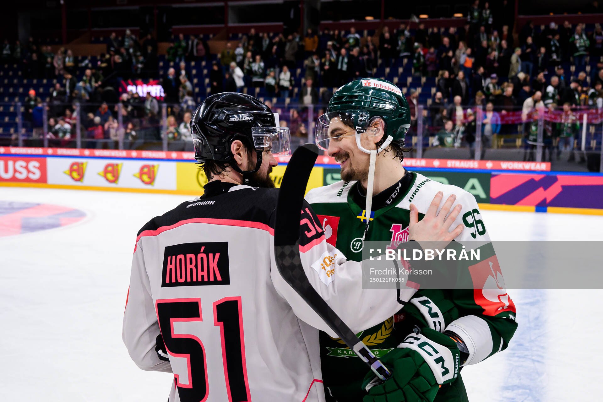 Roman Horak of Sparta Prague and David Tomasek of Färjestad