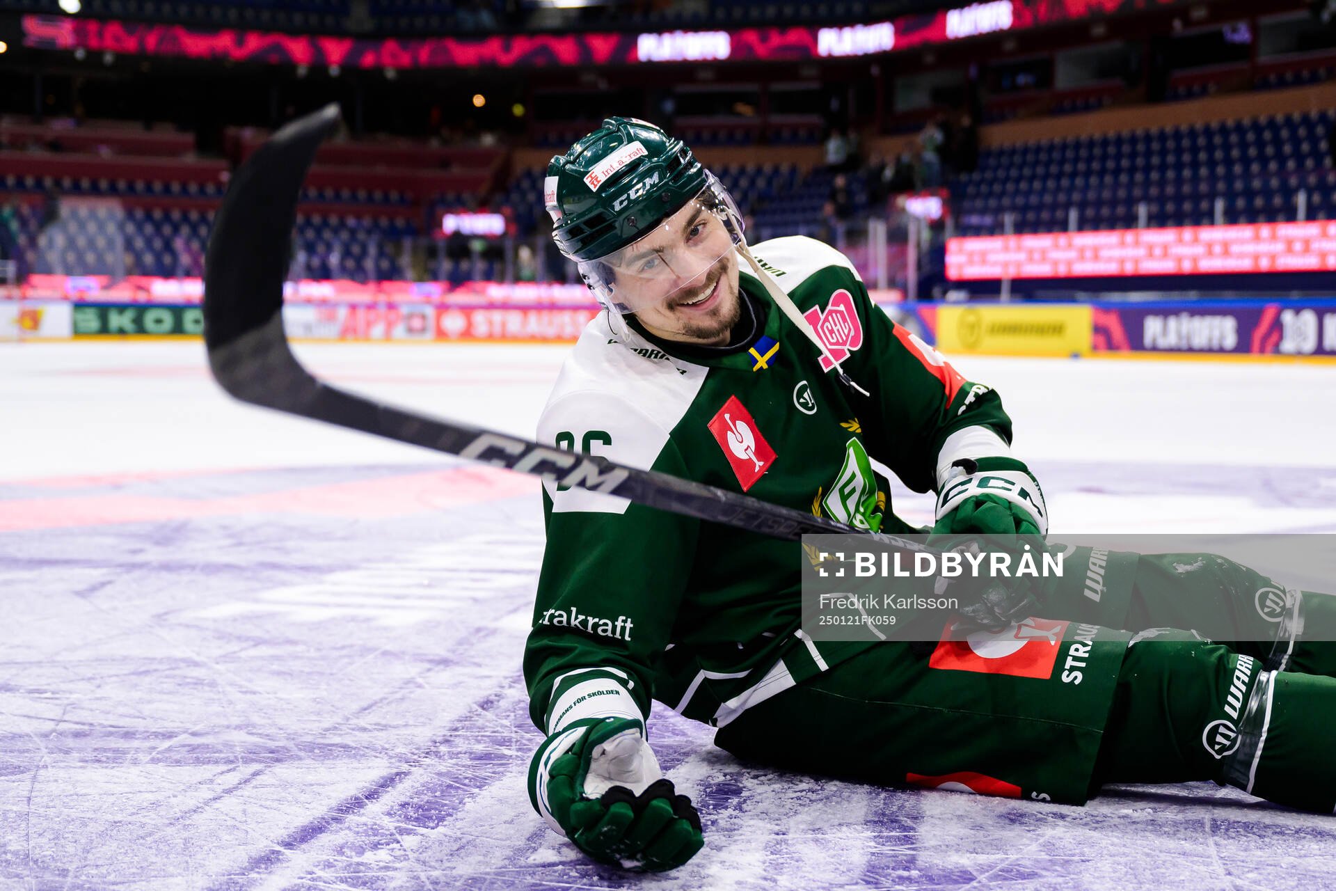 David Tomasek of Färjestad celebrates