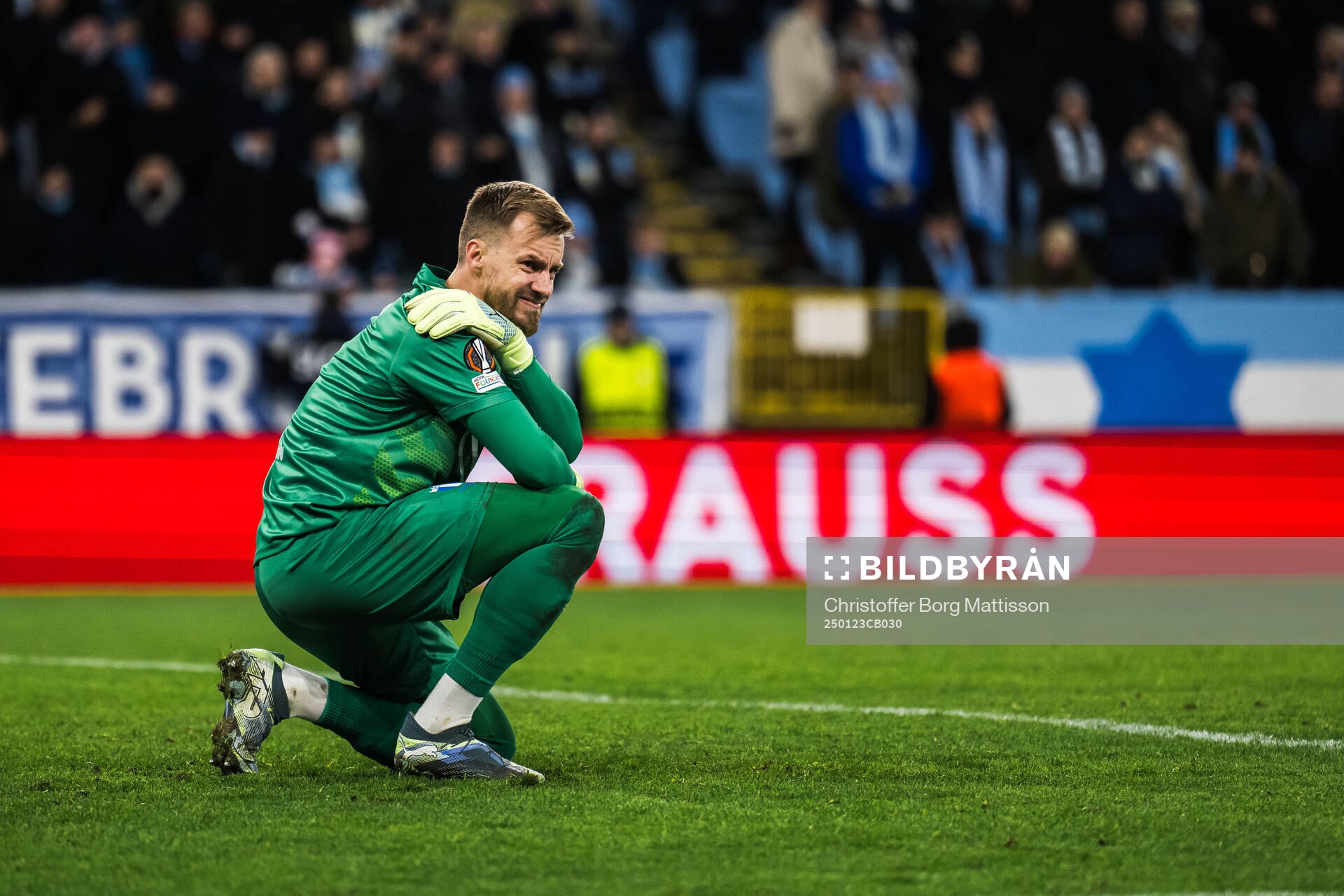 goalkeeper Ricardo Friedrich of Malmö FF in pain