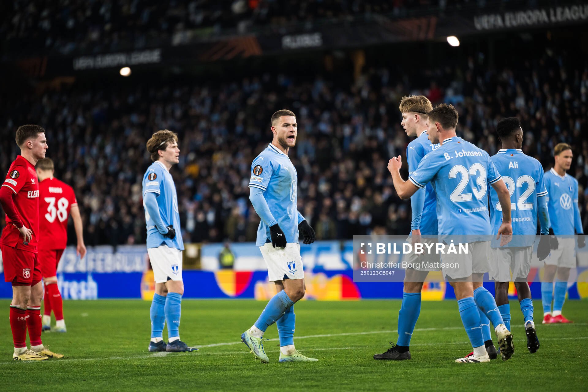 Gabriel Busanello of Malmö FF reacts