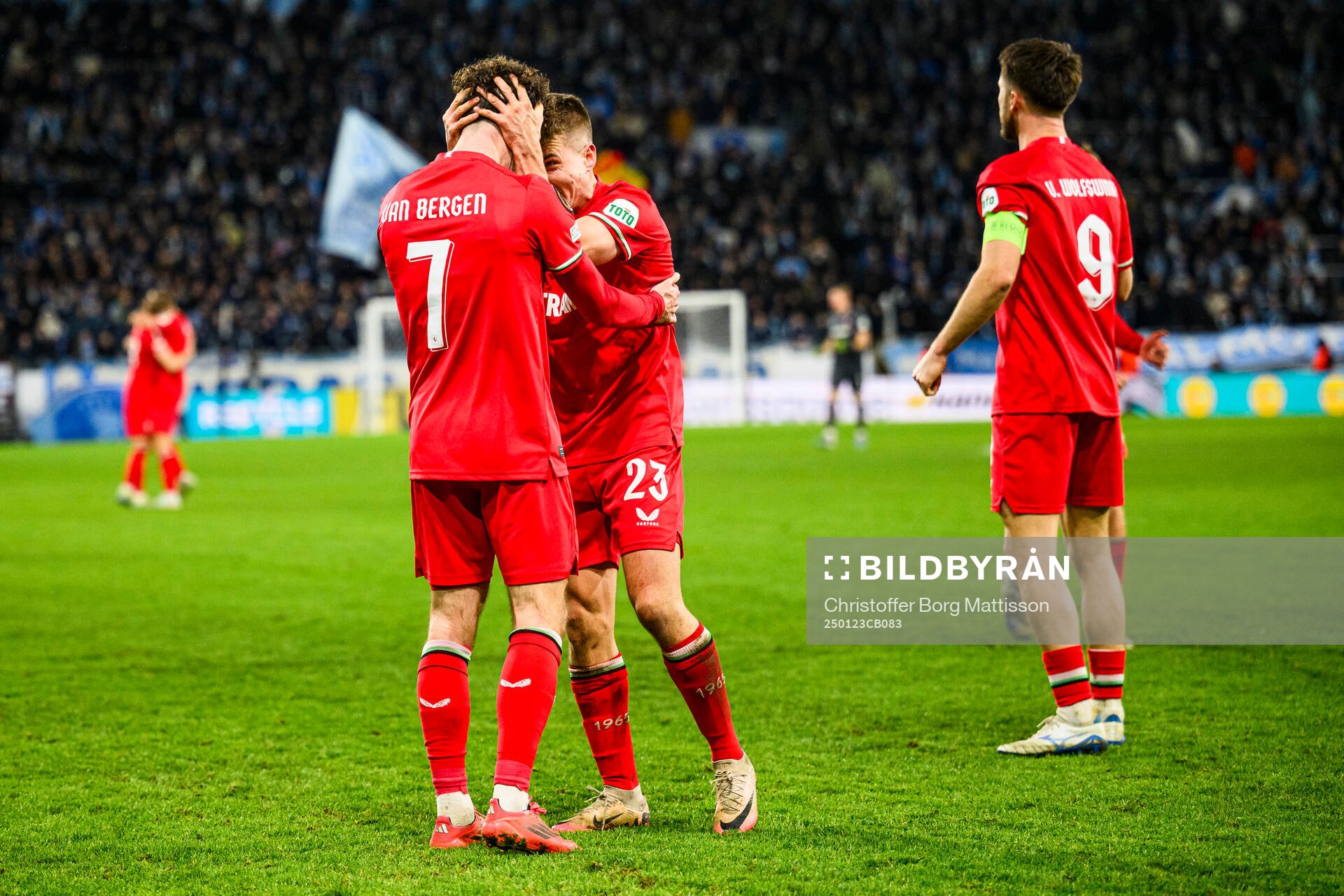 Mitchell Van Bergen and Michal Sadilek of Twente celebrate