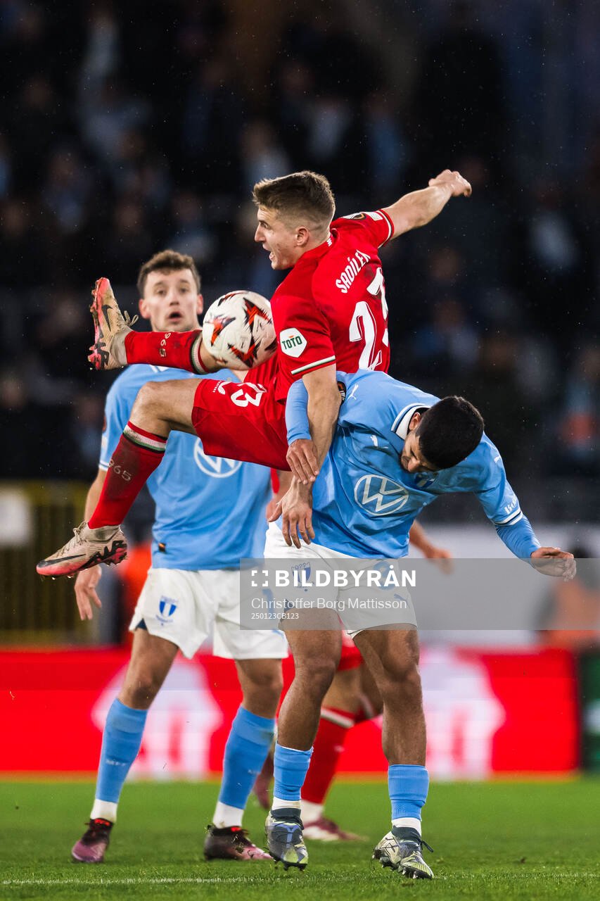 Michal Sadilek of Twente and Zakaria Loukili of Malmö FF