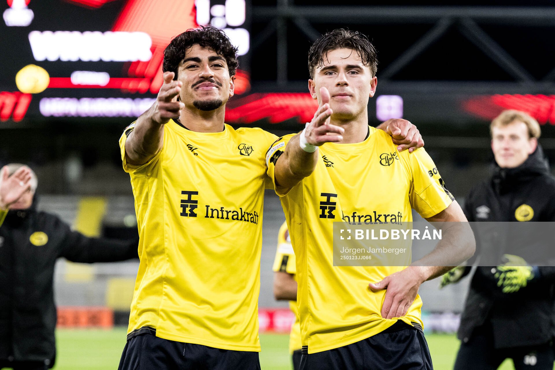 Ahmed Qasem and Besfort Zeneli of Elfsborg celebrate