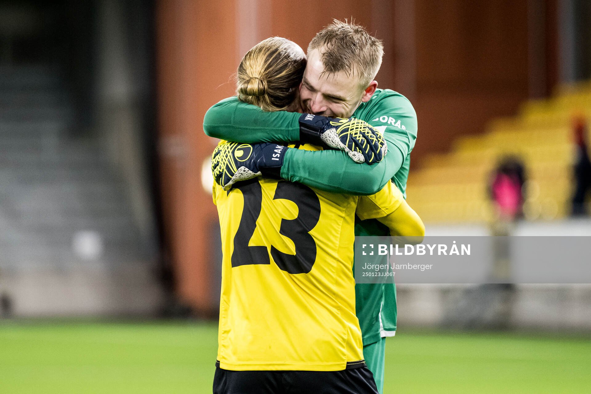 Niklas Hult and goalkeeper Isak Pettersson of Elfsborg