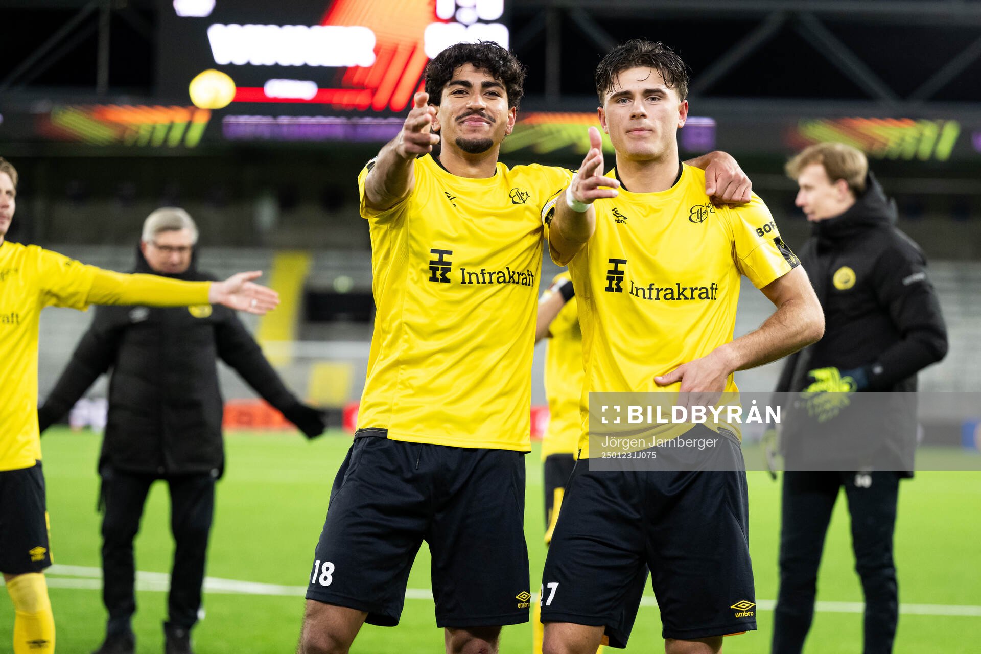 Ahmed Qasem and Besfort Zeneli of Elfsborg celebrate