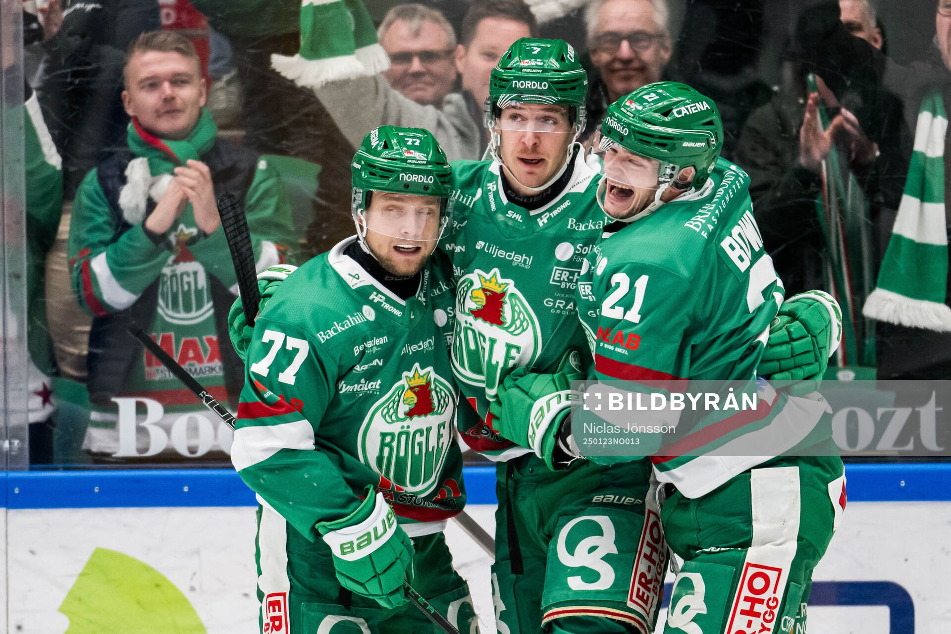 Rögles Jesper Pettersson, Carter Ashton och Henry Bowlby