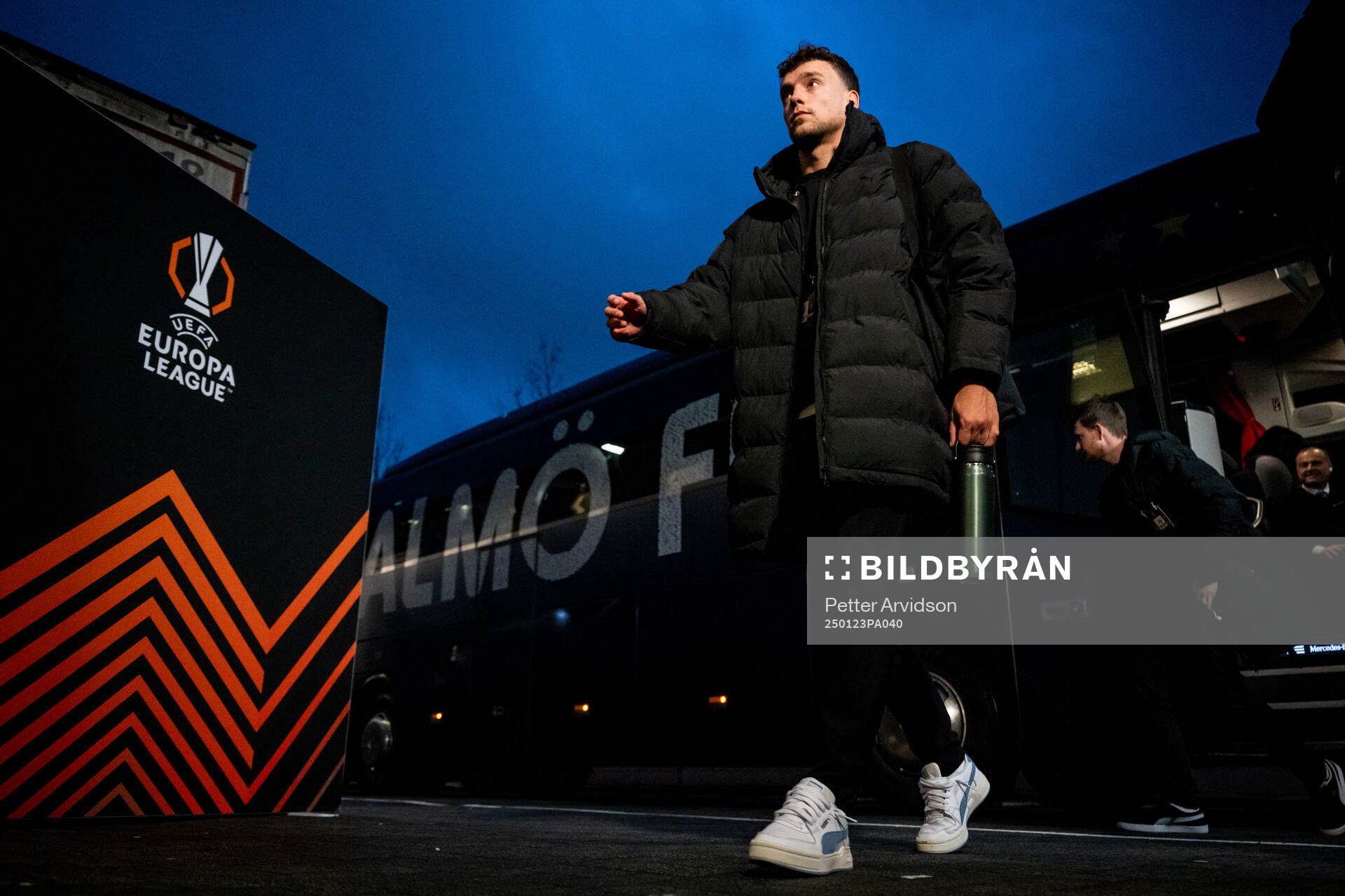 Colin Rösler of Malmö FF arrives to the stadium