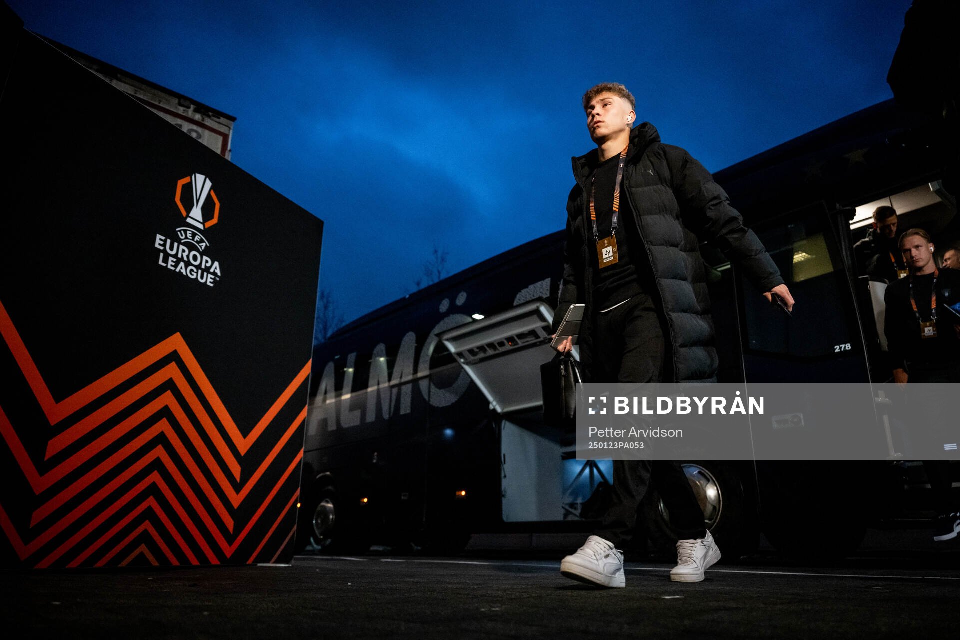 Hugo Bolin of Malmö FF arrives to the stadium