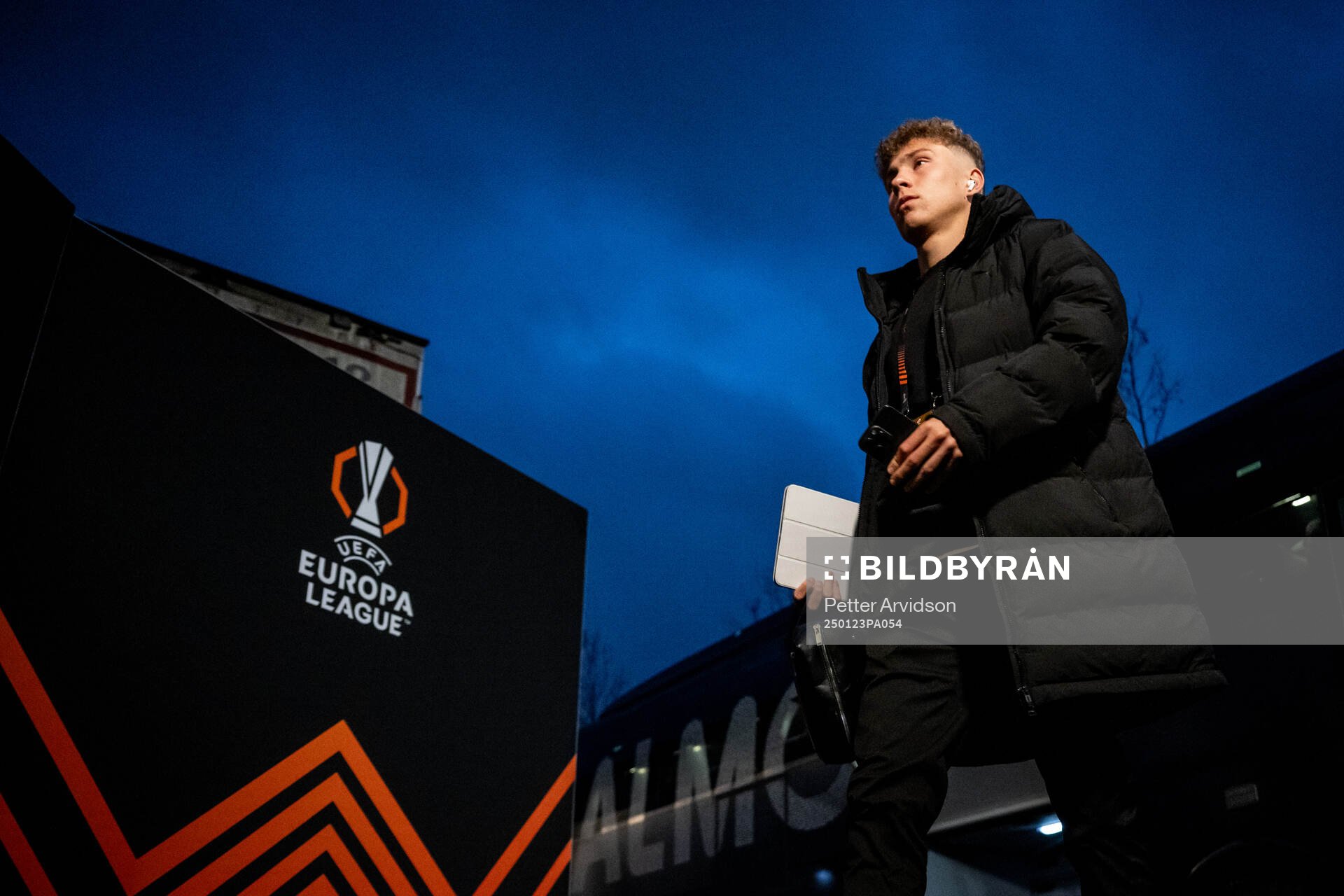 Hugo Bolin of Malmö FF arrives to the stadium