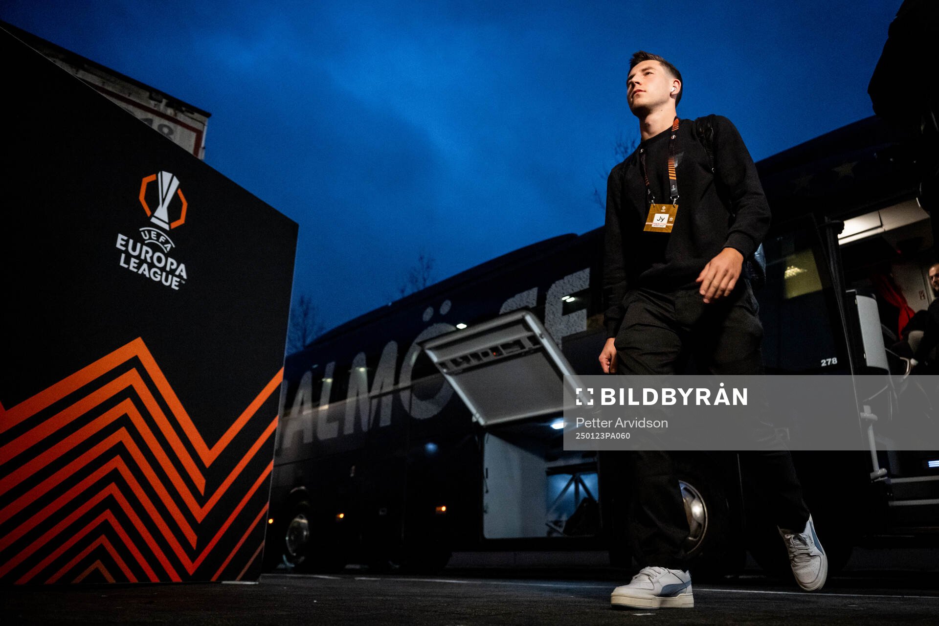 Lasse Berg Johnsen of Malmö FF arrives to the stadium