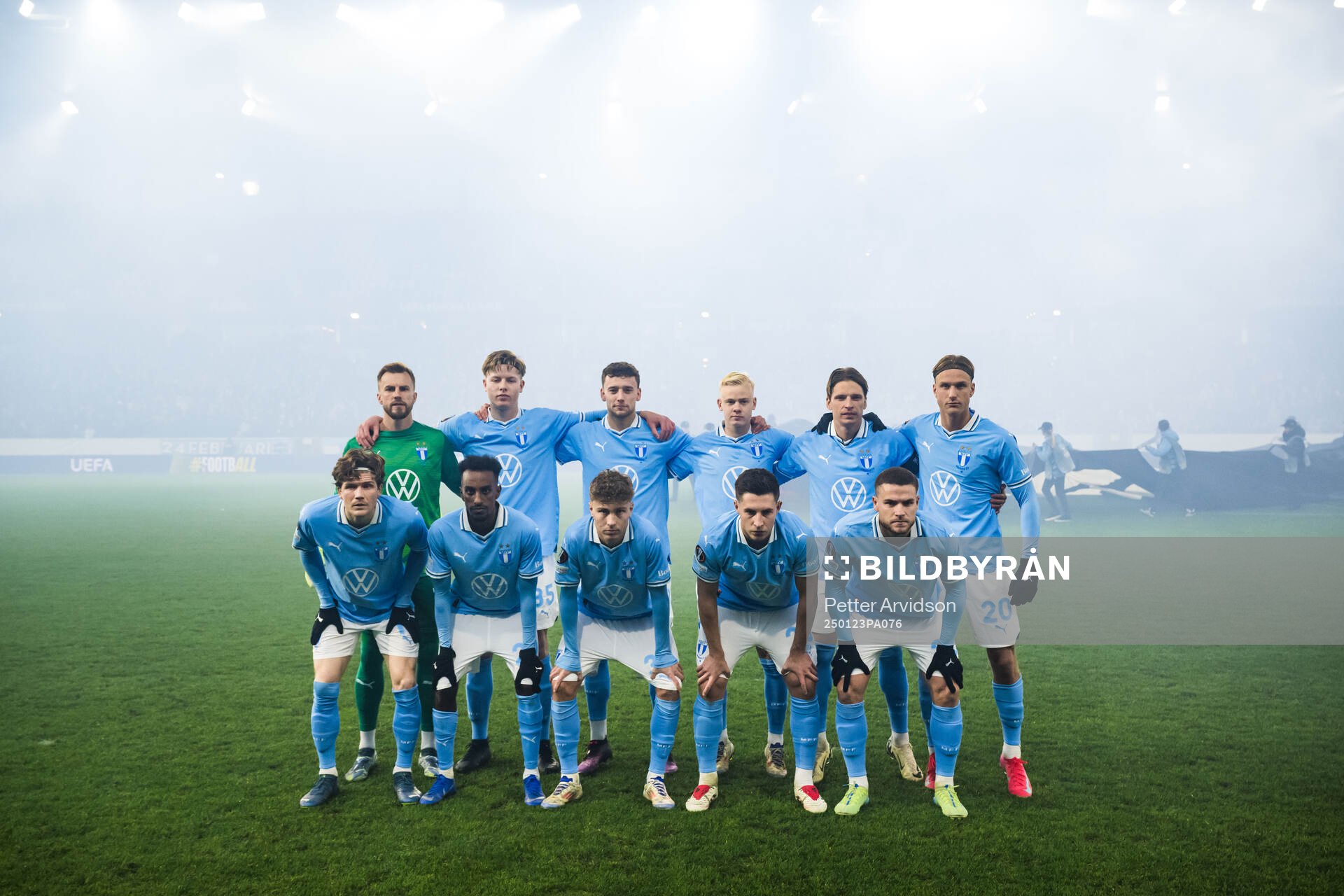 The starting eleven of Malmö FF pose for a team photo