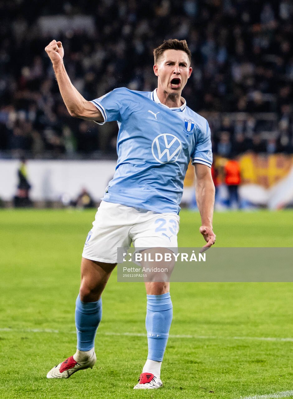 Lasse Berg Johnsen of Malmö FF celebrates