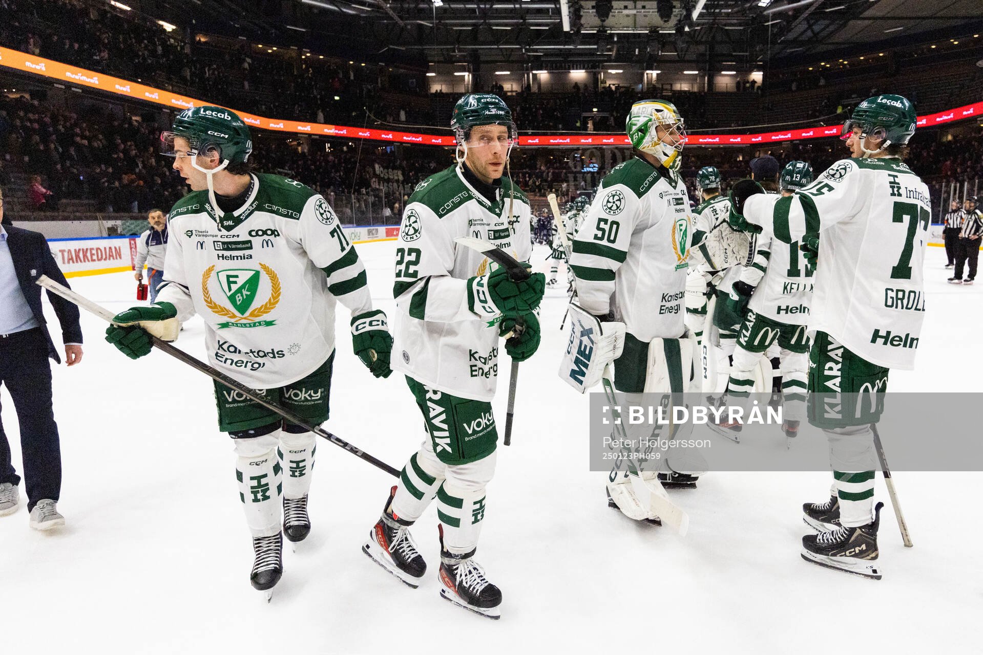 Färjestads Viktor Lodin, Per Åslund, målvakt Damian