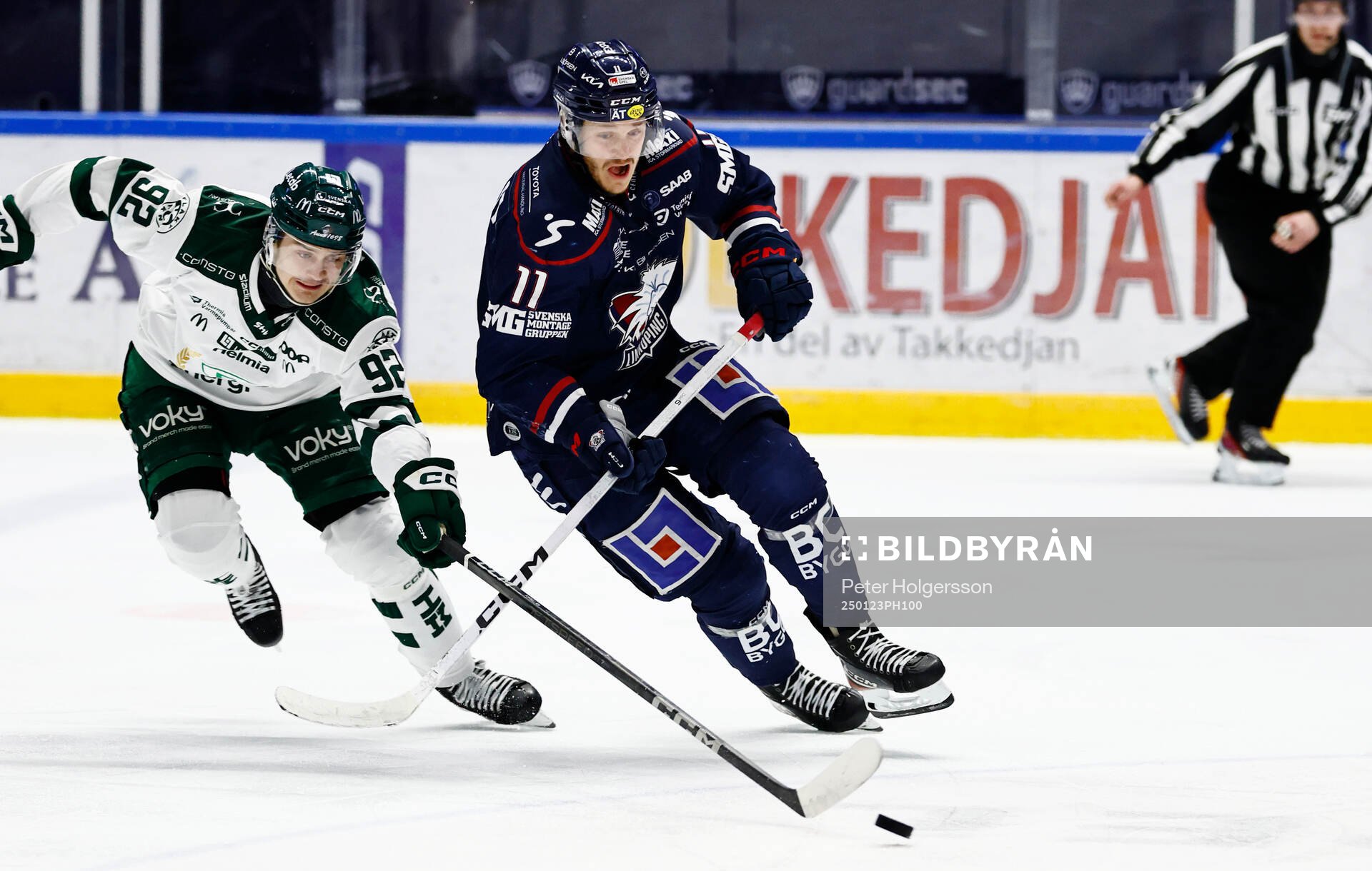 Färjestads Lucas Forsell och Linköpings Henrik Törnqvist