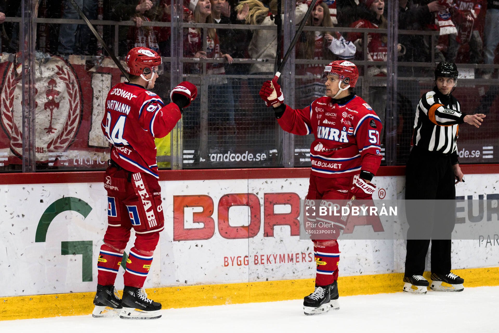 Timrås Sebastian Hartmann och Anton Wedin jublar