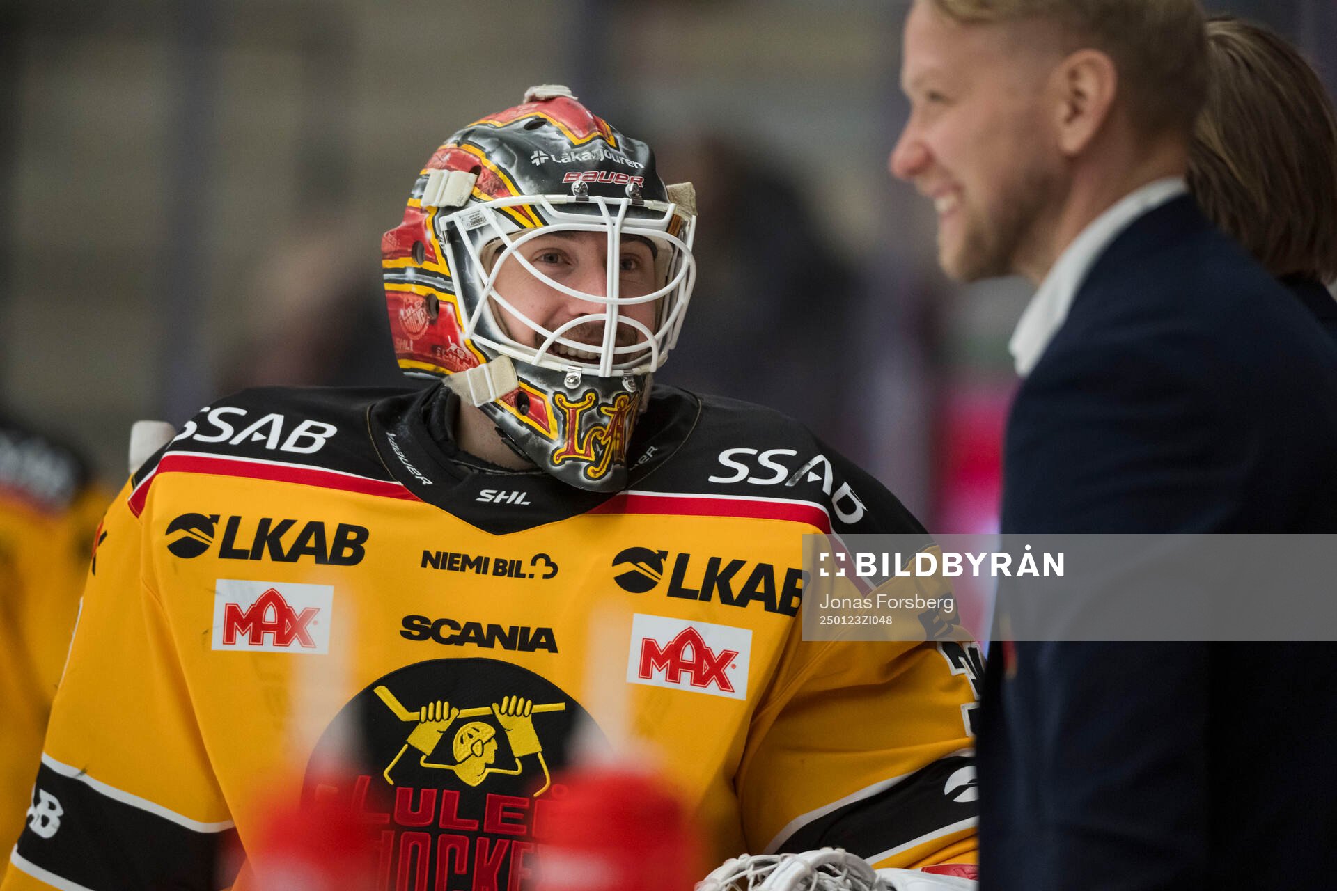 Luleås målvakt Joel Lassinantti innan ishockeymatchen i