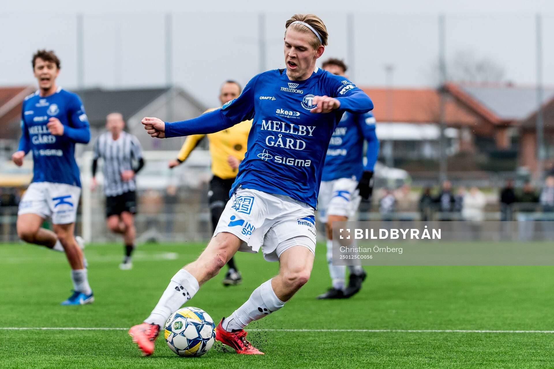 Trelleborgs Loke Mattsson under träningsmatchen mellan Trelleborg och Landskrona den 25 januari 2025 i Trelleborg. 