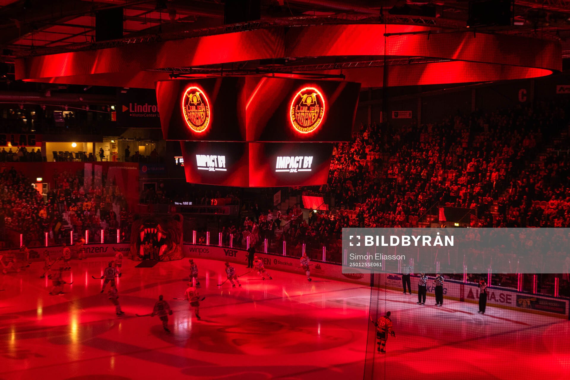 Interiör Coop Norrbotten Arena med texten Impact by SHL