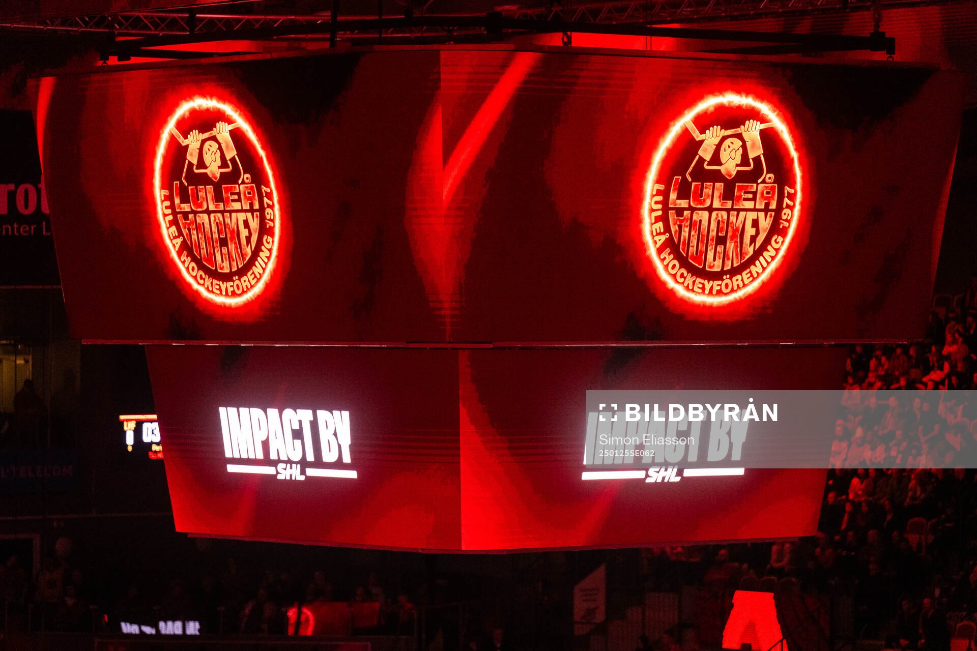 Interiör Coop Norrbotten Arena med texten Impact by SHL