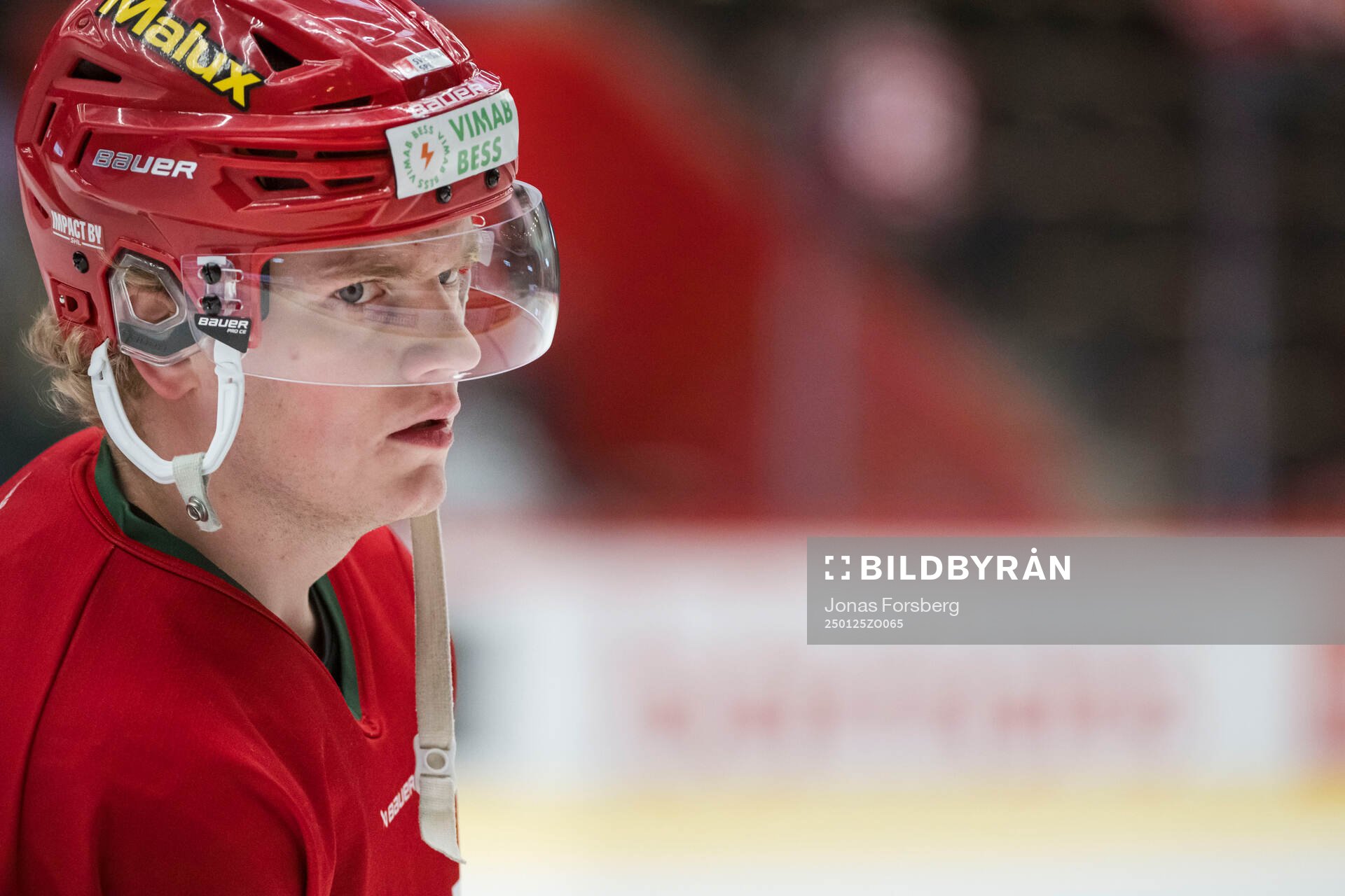 Modos Theodor Niederbach innan ishockeymatchen i SHL mellan