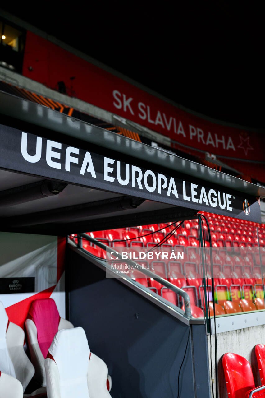 General view of Eden Arena ahead of a UEFA Europa League training session on January 29, 2025 in Prague. 