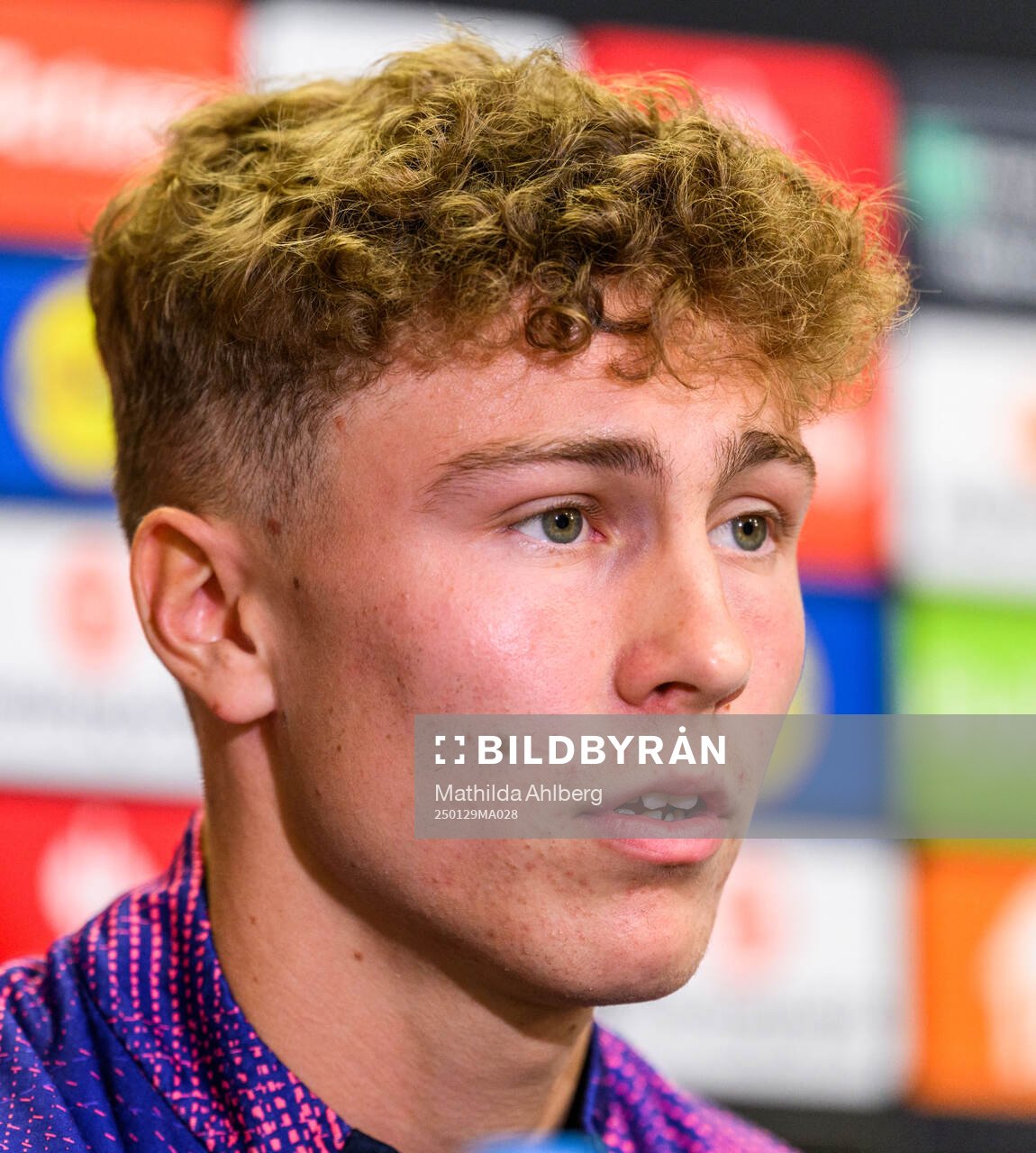 Hugo Bolin of Malmö FF during a UEFA Europa League press conference on January 29, 2025 in Prague. 