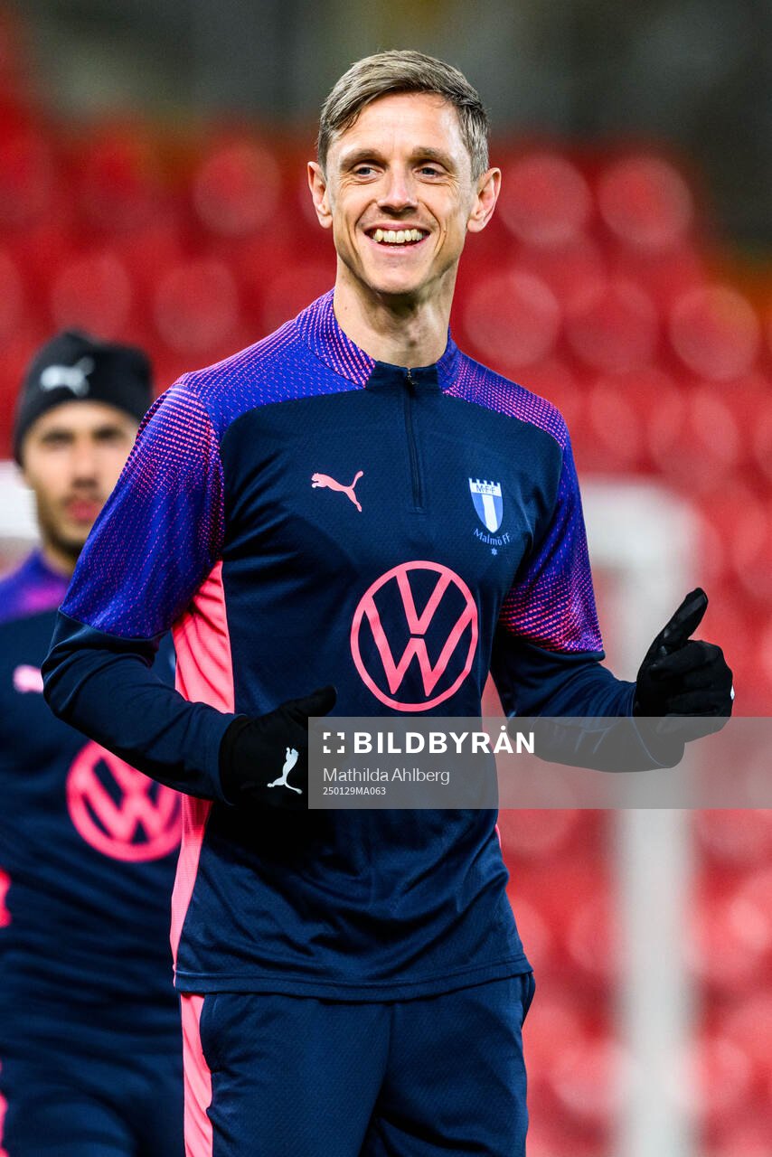 Søren Rieks of Malmö FF during a UEFA Europa League training session on January 29, 2025 in Prague. 