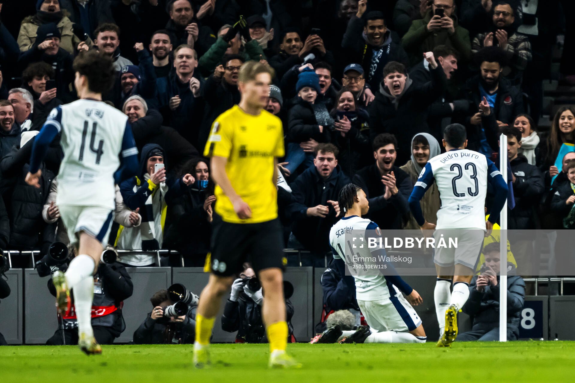 Dane Scarlett of Tottenham Hotspur celebrating the 1-0 goal