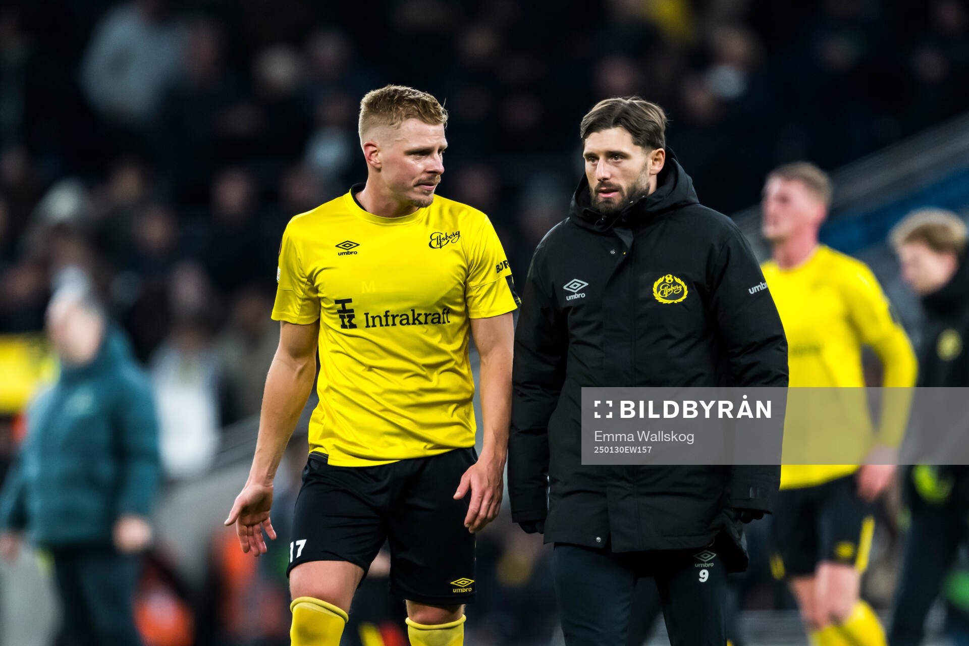 Per Frick and Arber Zeneli of Elfsborg look dejected