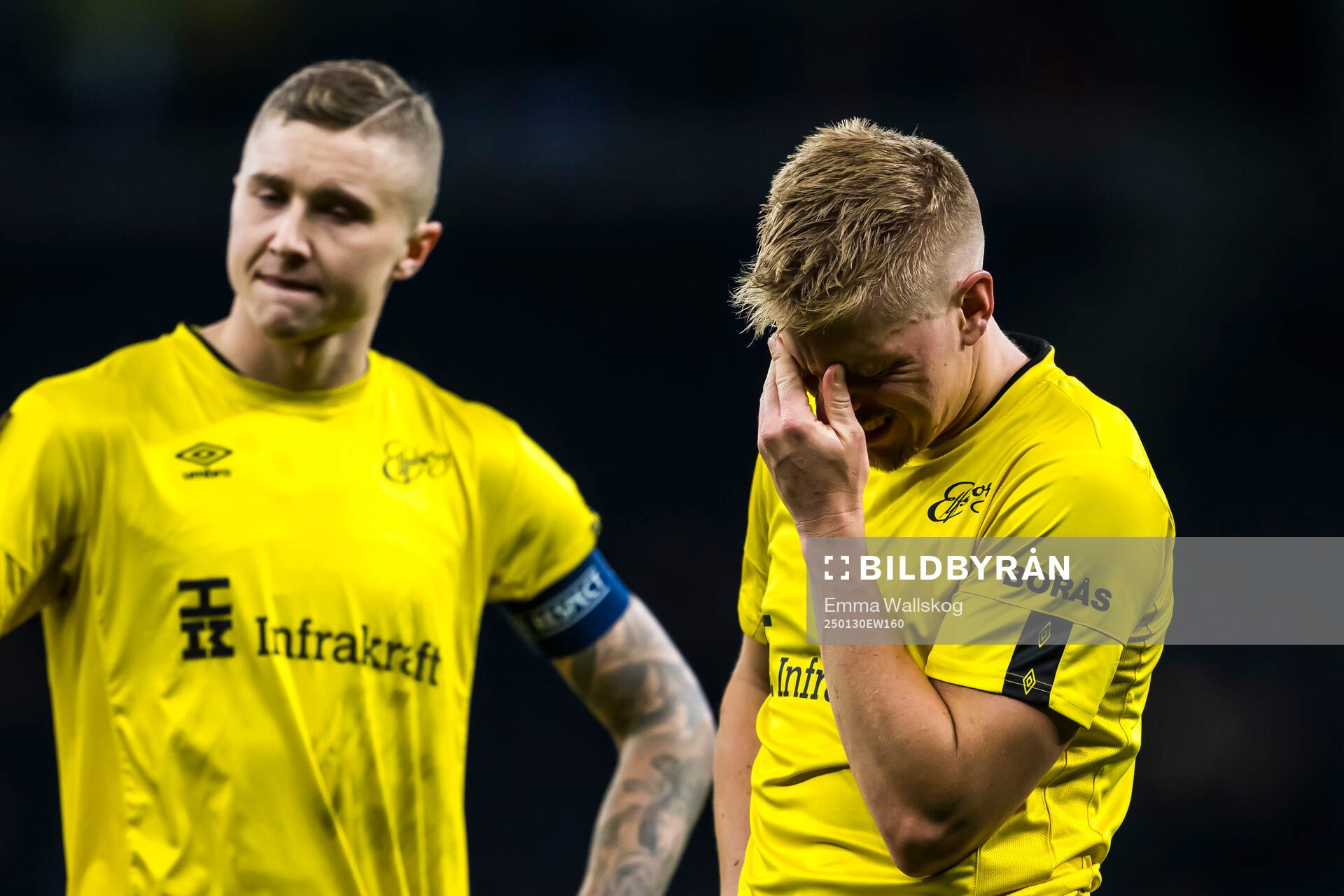 Sebastian Holmen and Per Frick of Elfsborg look dejected