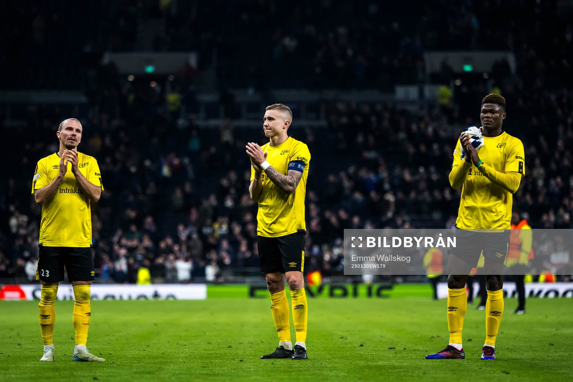 Niklas Hult, Sebastian Holmen, and Terry Yegbe of Elfsborg