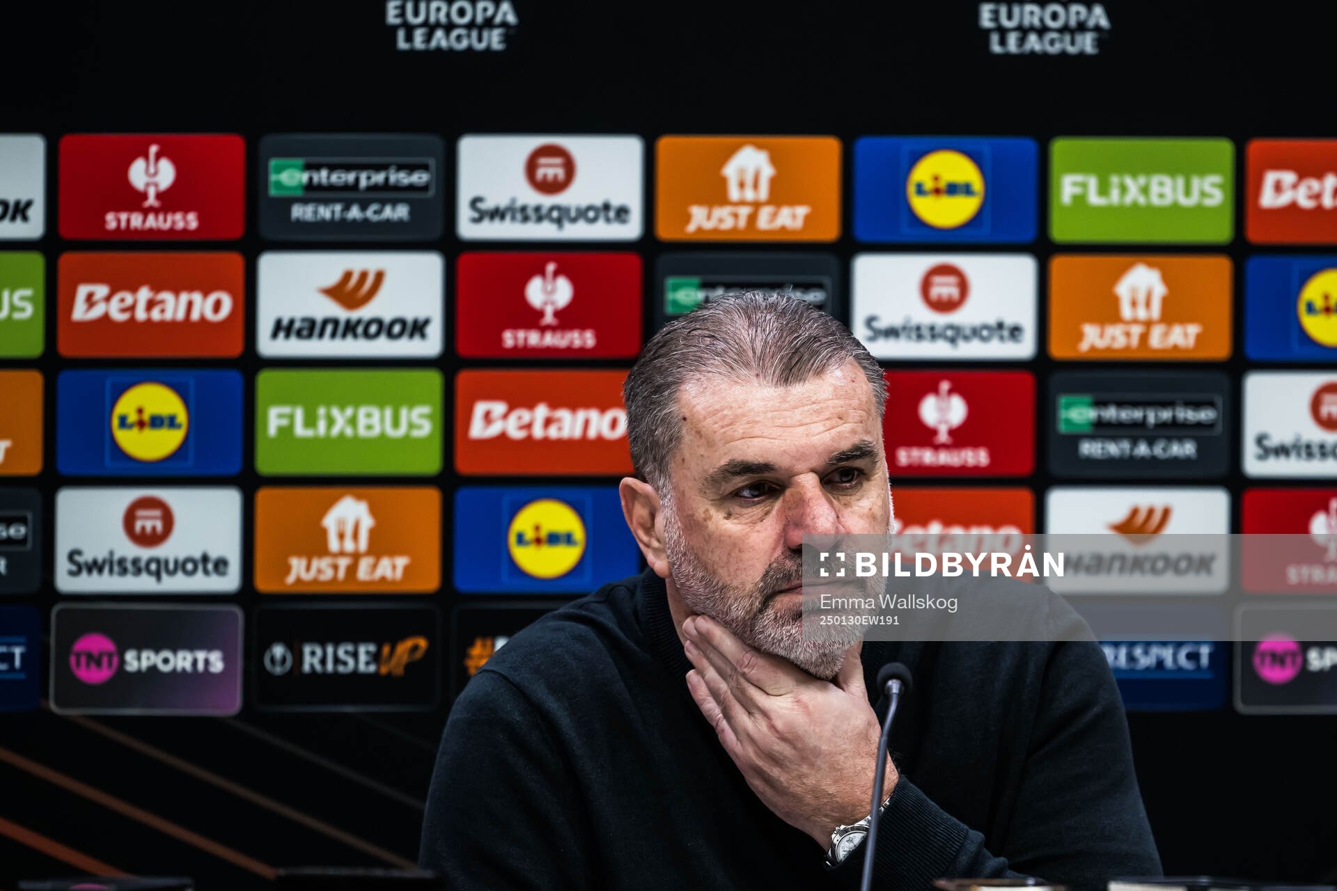 Head coach Ange Postecoglou of Tottenham Hotspur after the UEFA Europa League football match between Tottenham Hotspur and Elfsborg on January 30, 2025 in London.