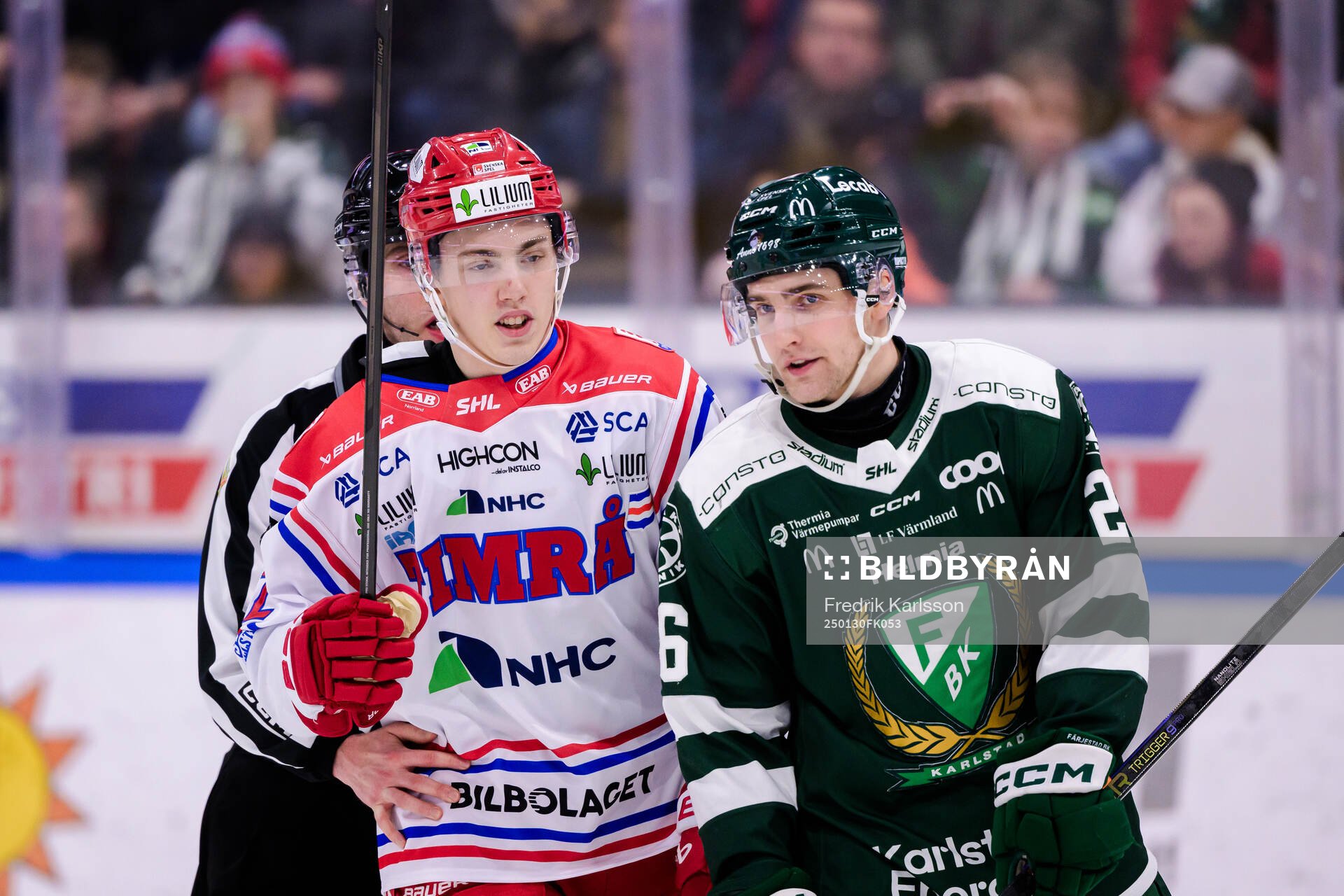 Timrås Linus Eriksson och Färjestads Joel Nyström