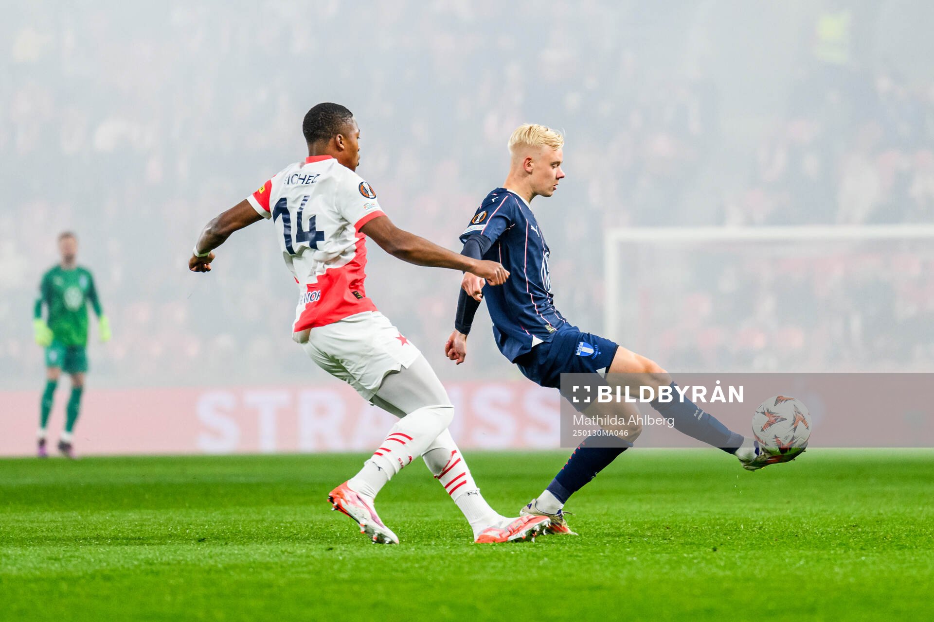 during the UEFA Europa League football match between Slavia