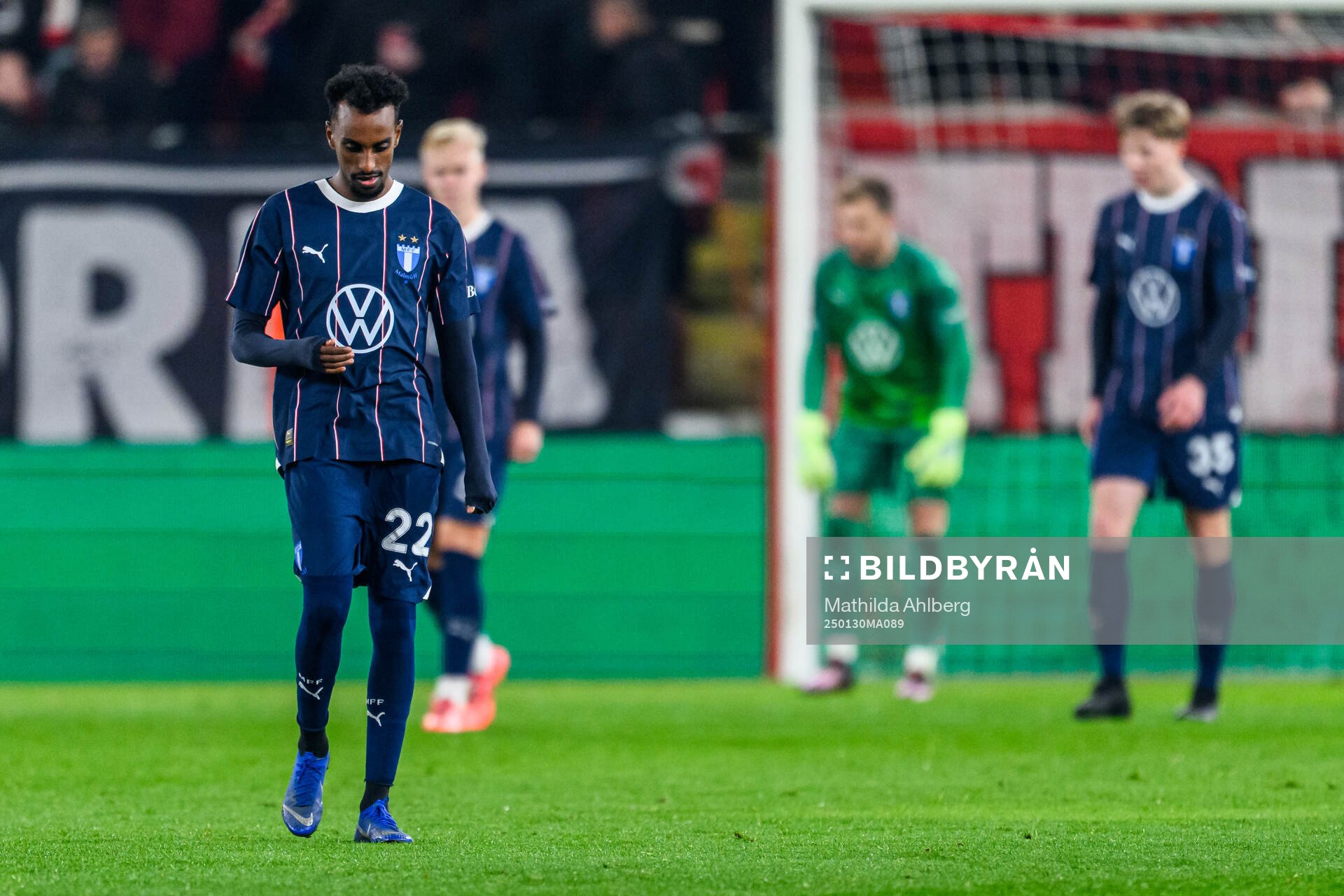 Taha Ali of Malmö FF looks dejected