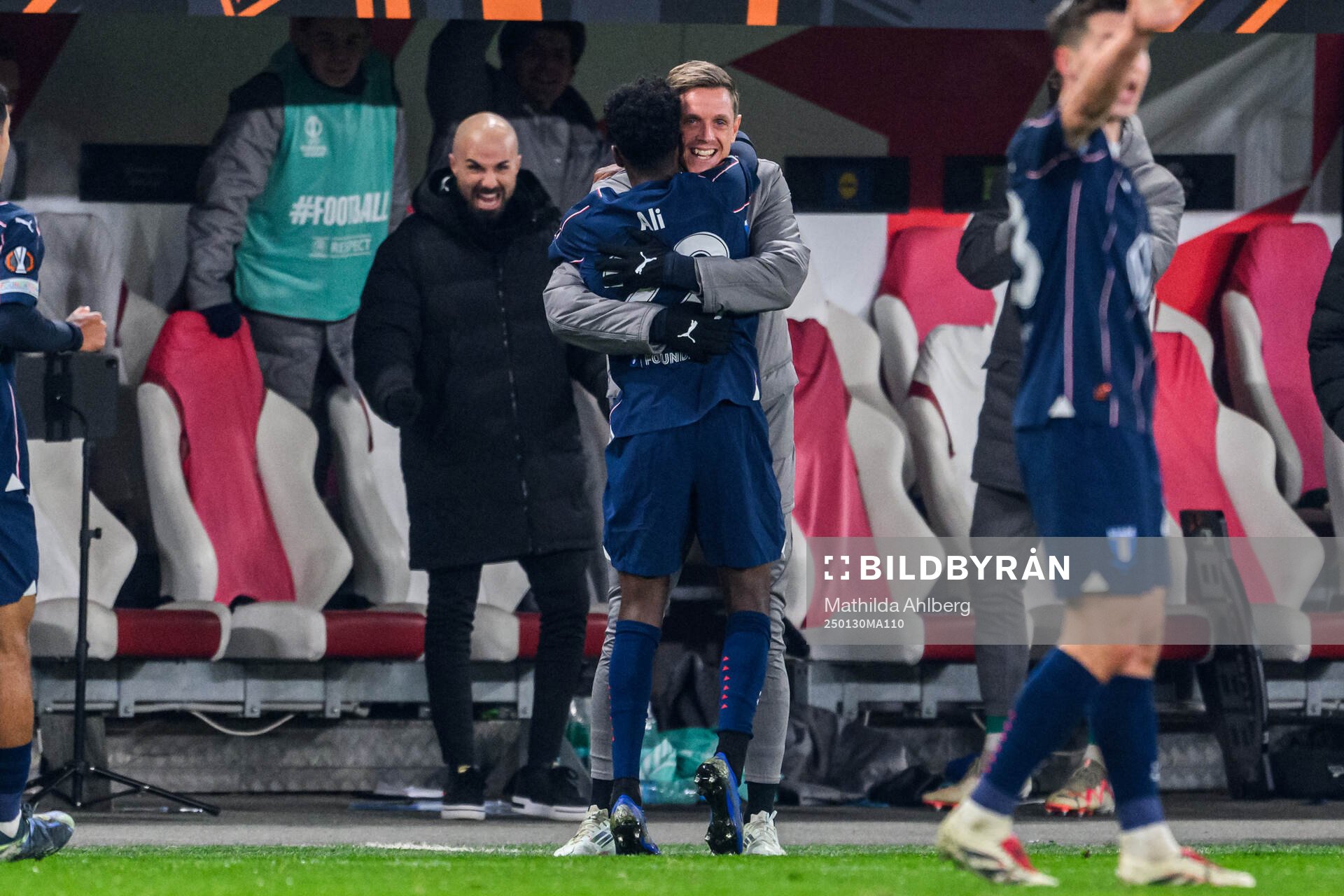 Søren Rieks and Taha Ali of Malmö FF celebrate