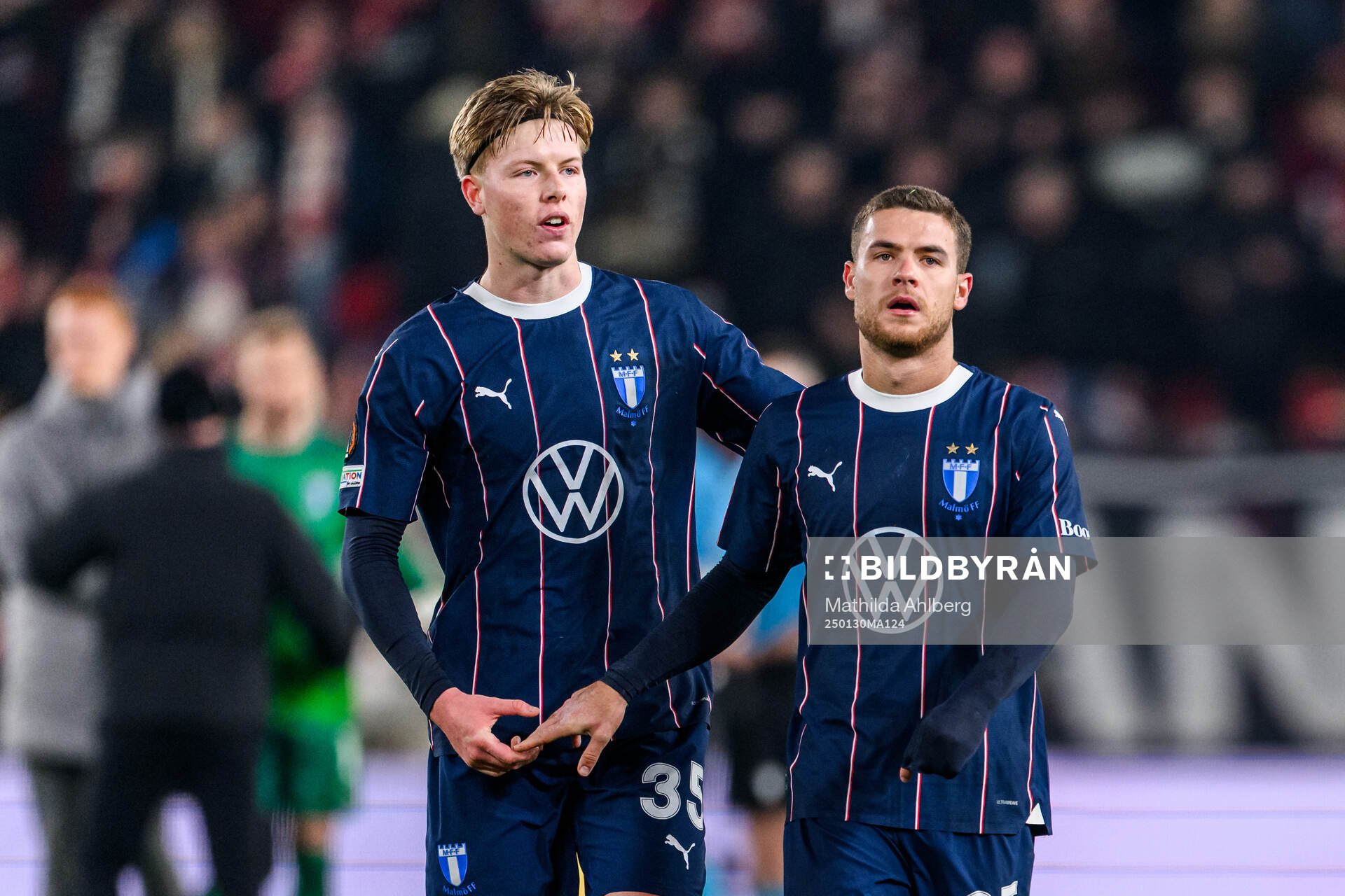 Nils Zätterström and Gabriel Busanello of Malmö FF look
