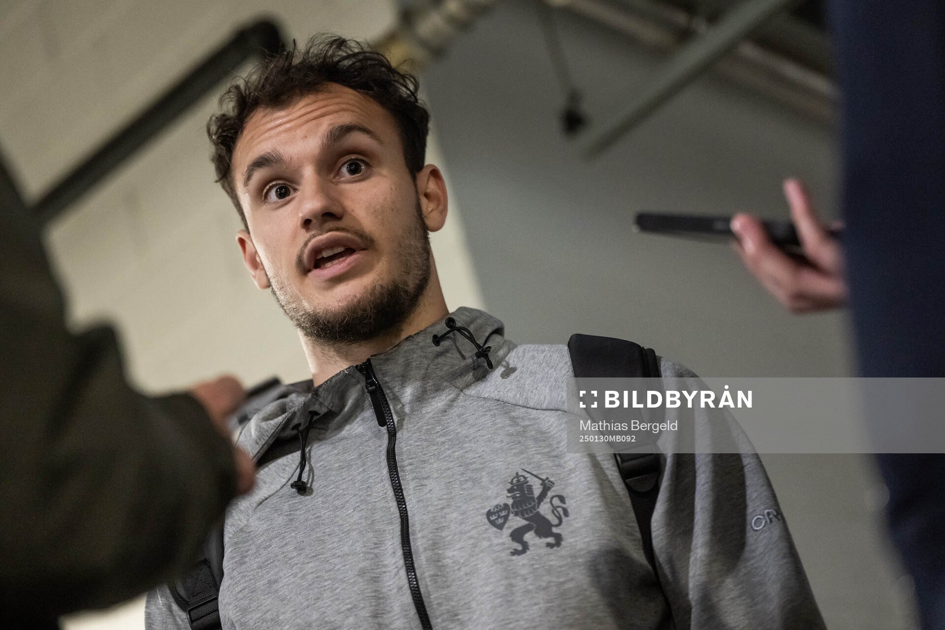 Goalkeeper Elis Bishesari of IFK Göteborg is interviewed