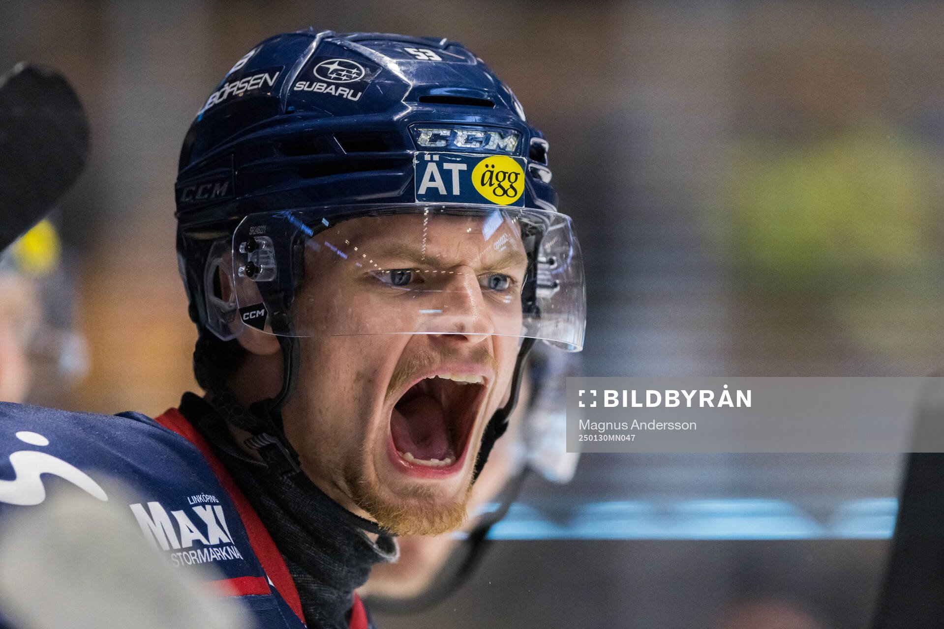 Linköpings Adam Hofbauer reagerar
