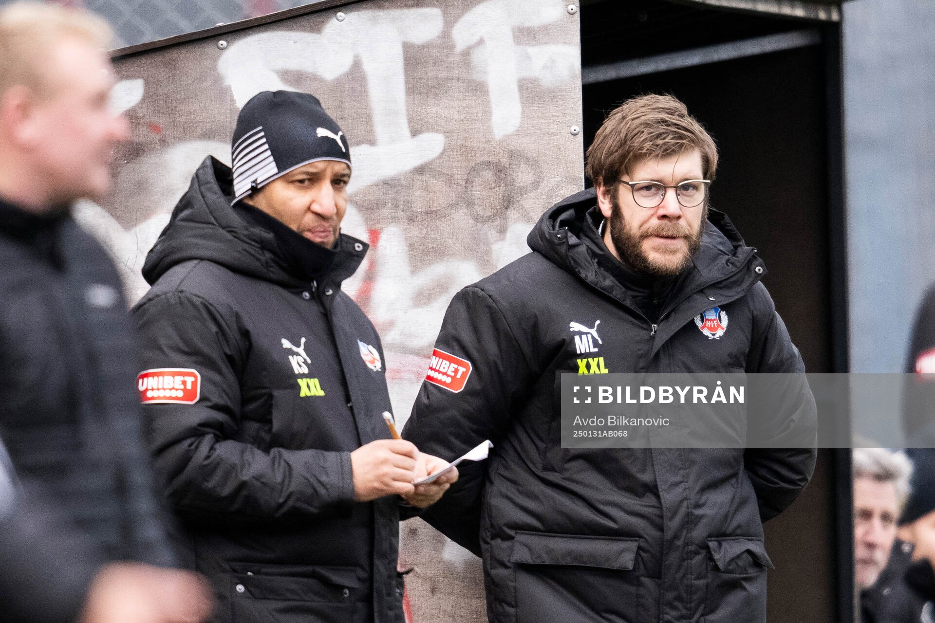 Helsingborgs tränare Klebér Saarenpää och  Max Lindén