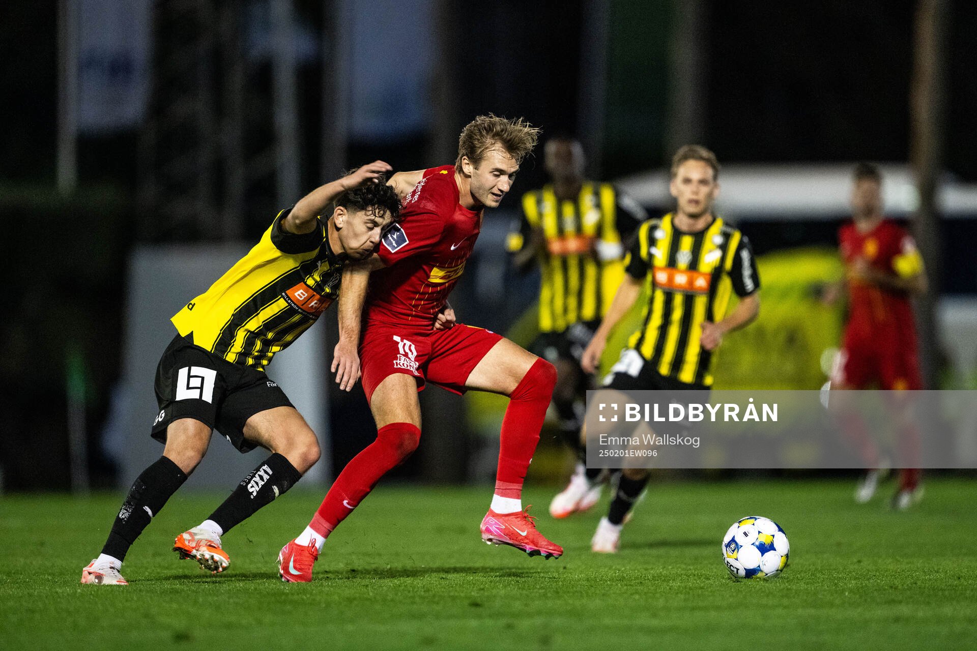 Malte Ljungkull of Häcken and Benjamin Nygren of FC Nordsjälland during the friendly football match between FC Nordsjälland and Häcken on February 1, 2025 in Marbella.
