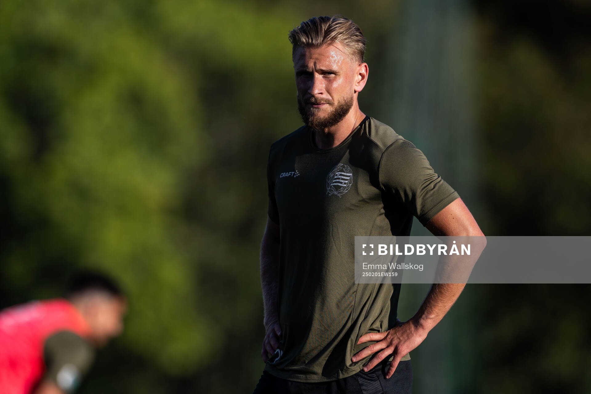 Hammarbys Simon Strand under en träning den 2 februari 2025 i Marbella. 
