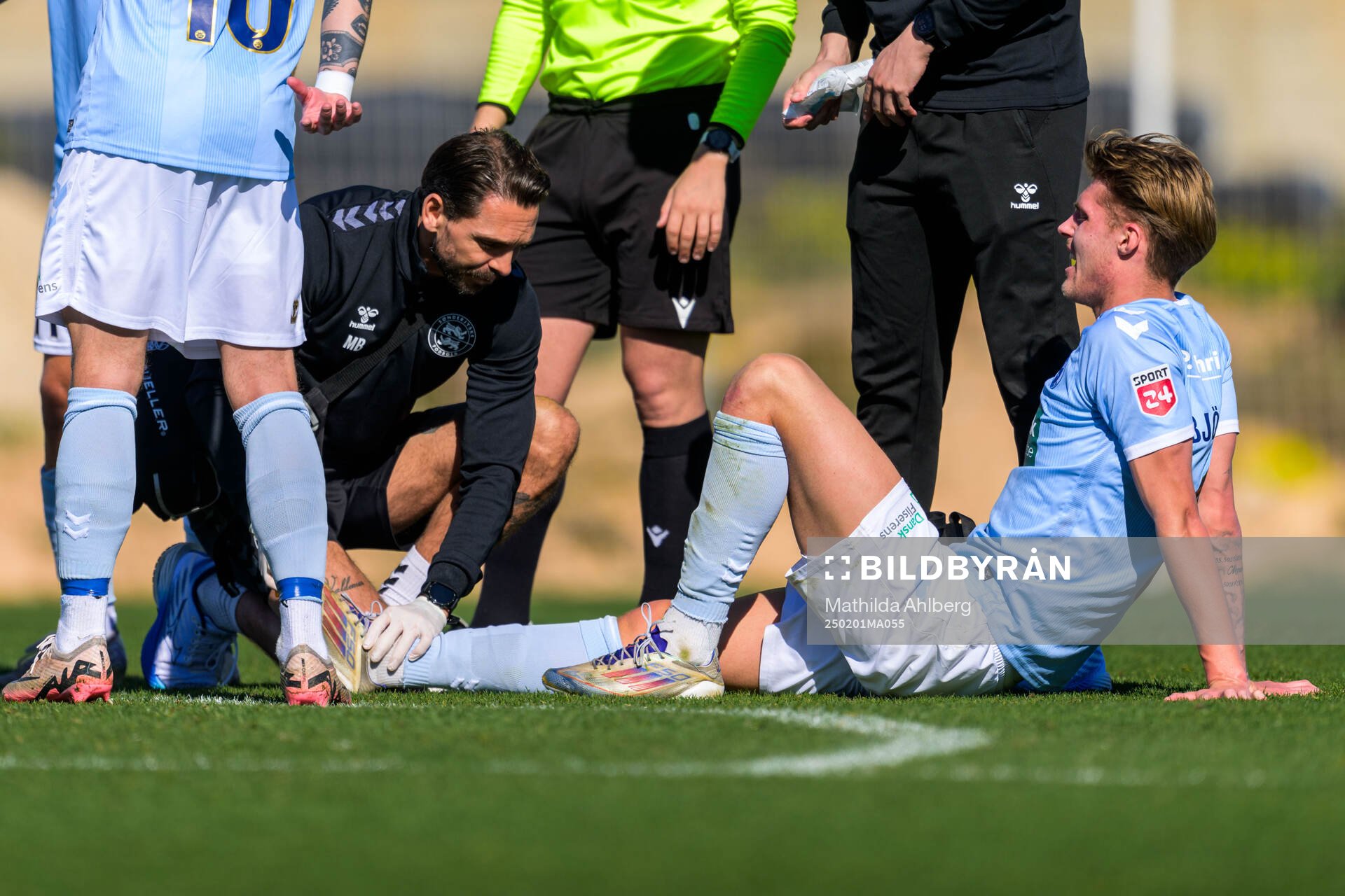 Lukas Björklund of Sönderjyske in pain