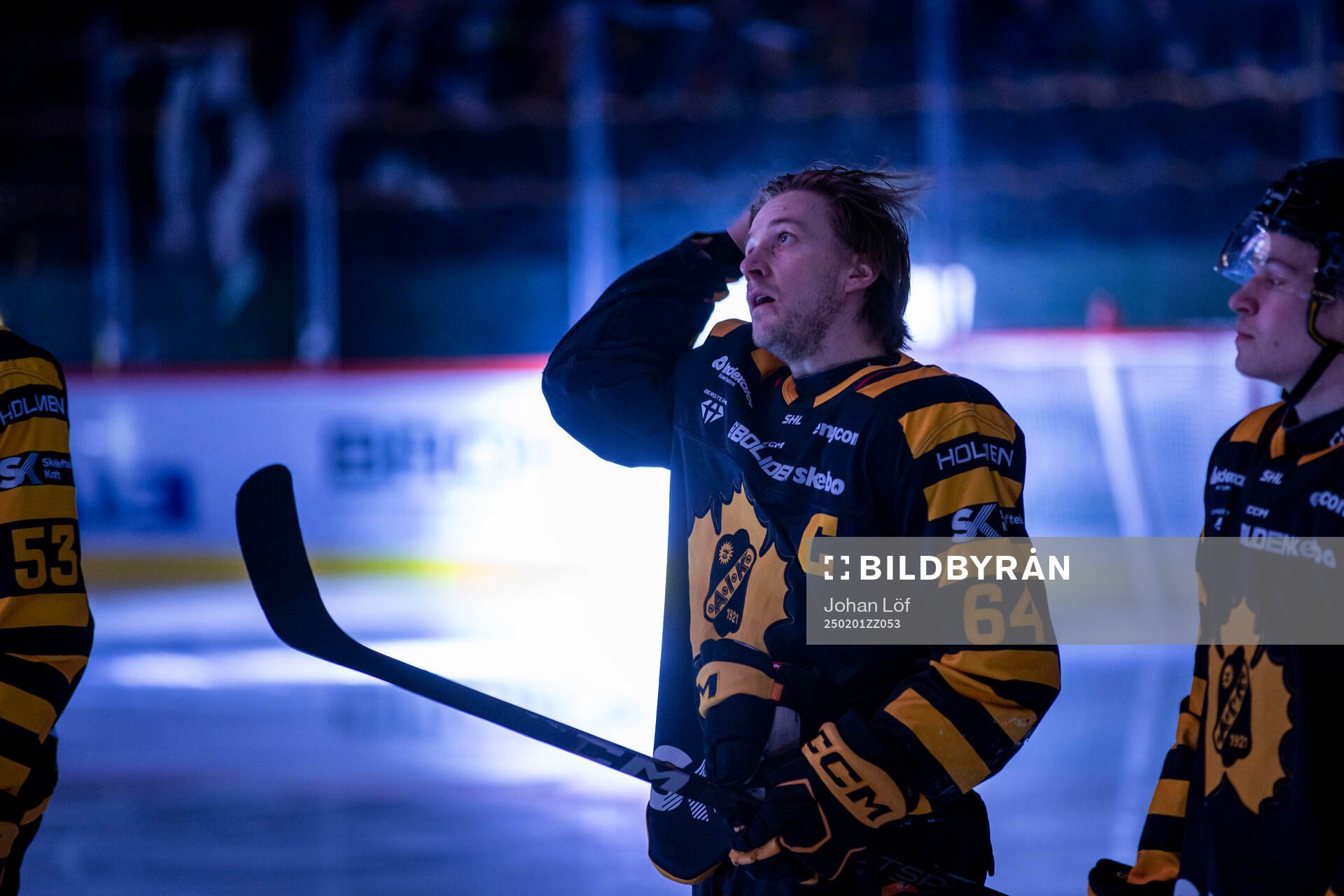 Skellefteås Jonathan Pudas innan ishockeymatchen i SHL