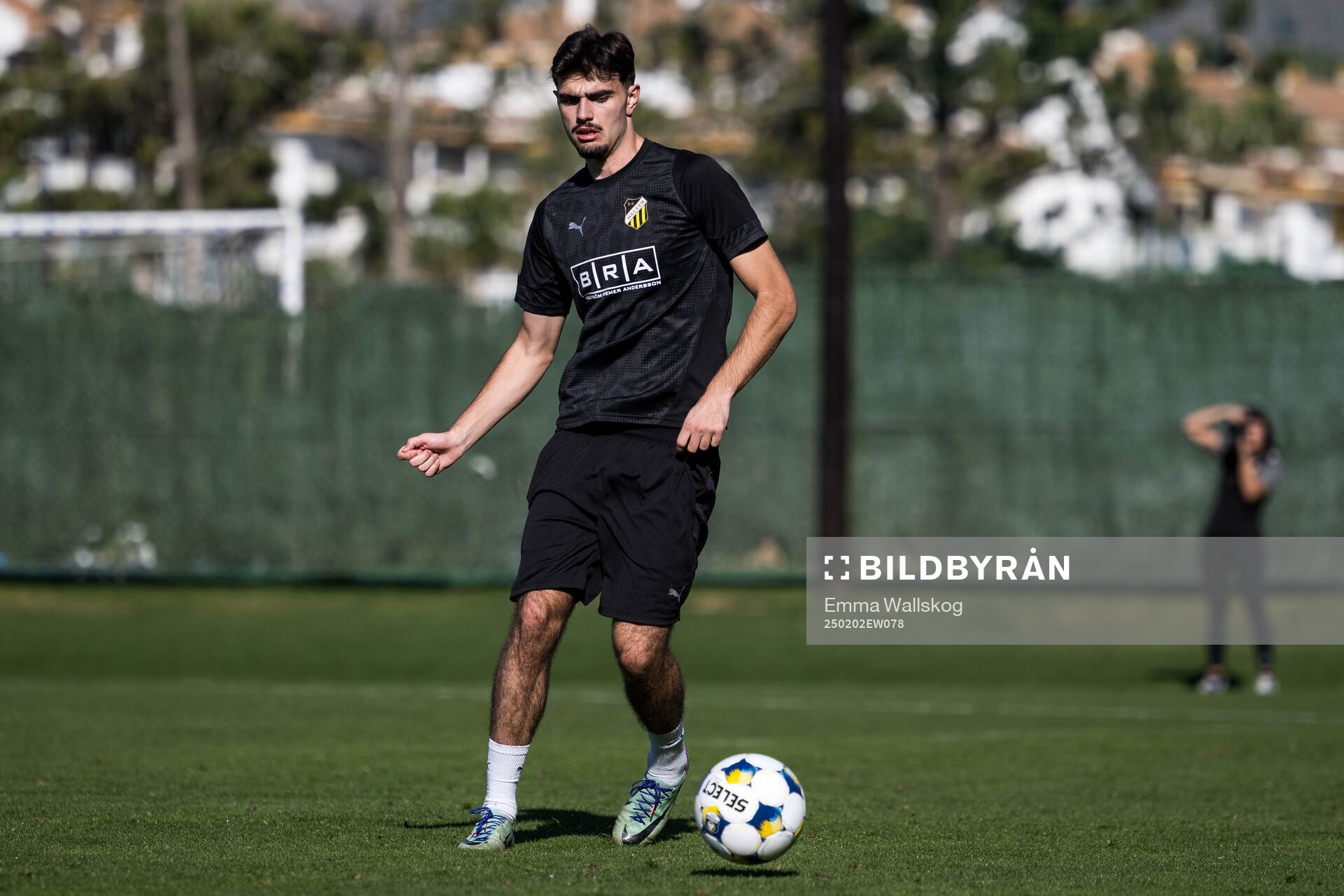 Häckens Nikola Mitrovic under en fotbollsträning med Häcken den 2 februari 2025 i Marbella. 