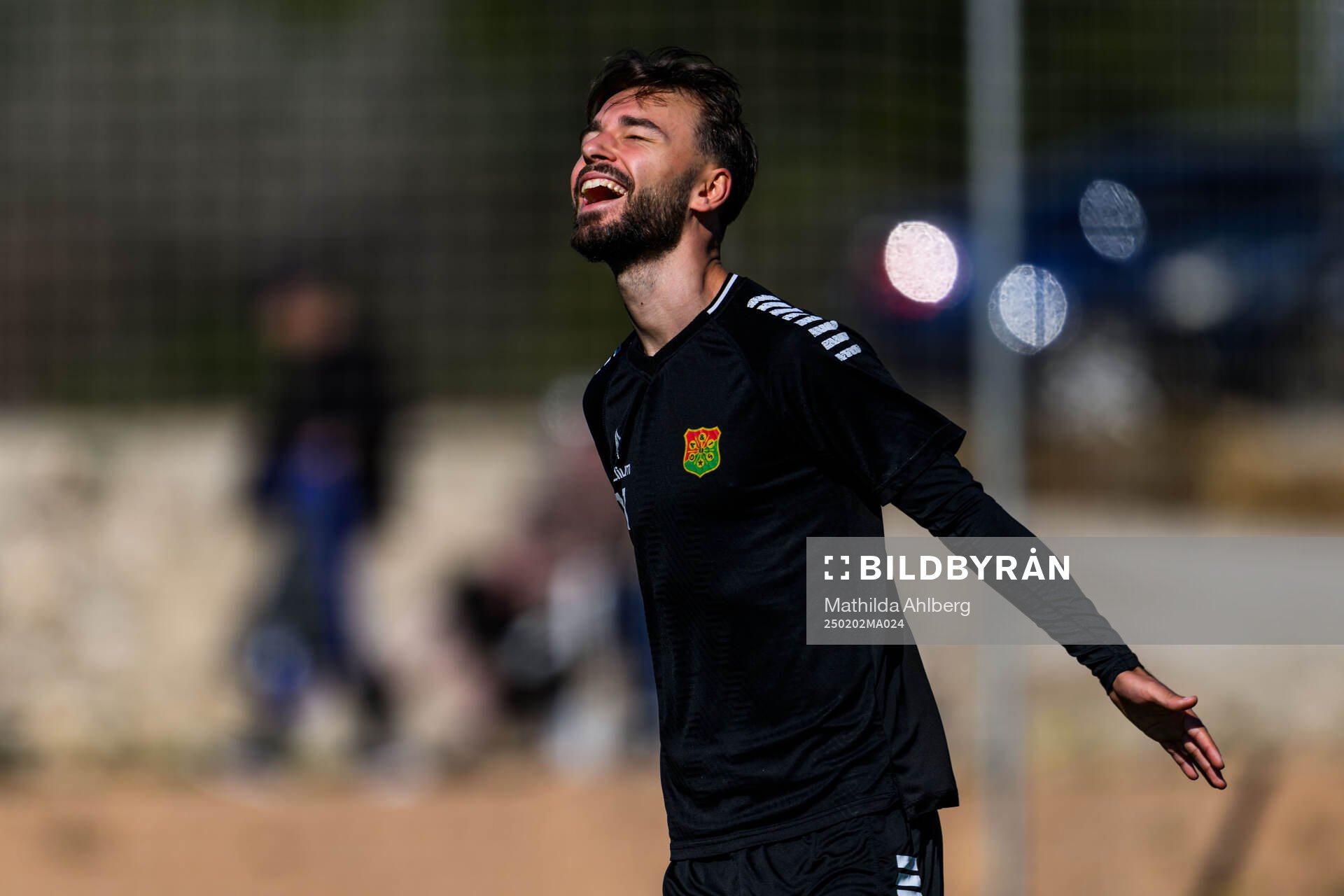 GAISs Edvin Becirovic under en fotbollsträning med GAIS den 3 februari 2025 i Albir. 
